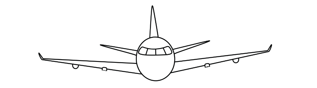 Silhouette of a front-facing airplane
