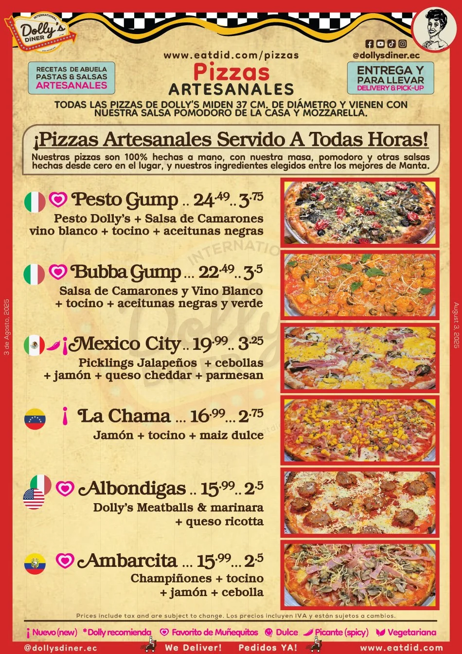 ¡Pizzas Artesanales Servido A Todas Horas!
Nuestras pizzas son 100% hechas a mano, con nuestra masa, pomodoro y otras salsas hechas desde cero en el lugar, y nuestros ingredientes elegidos entre los mejores de Manta.