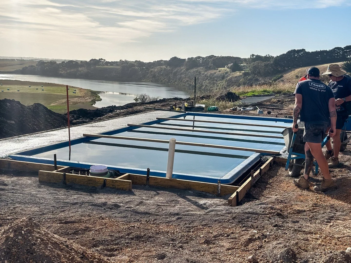 Let the Hopkins Project begin. Such an incredible pool view awaits 👌🏽⁠
⁠
#mjwalshlandscaping #outdoorpools #landscapedesign #warrnambool #outdoordesign #backyard