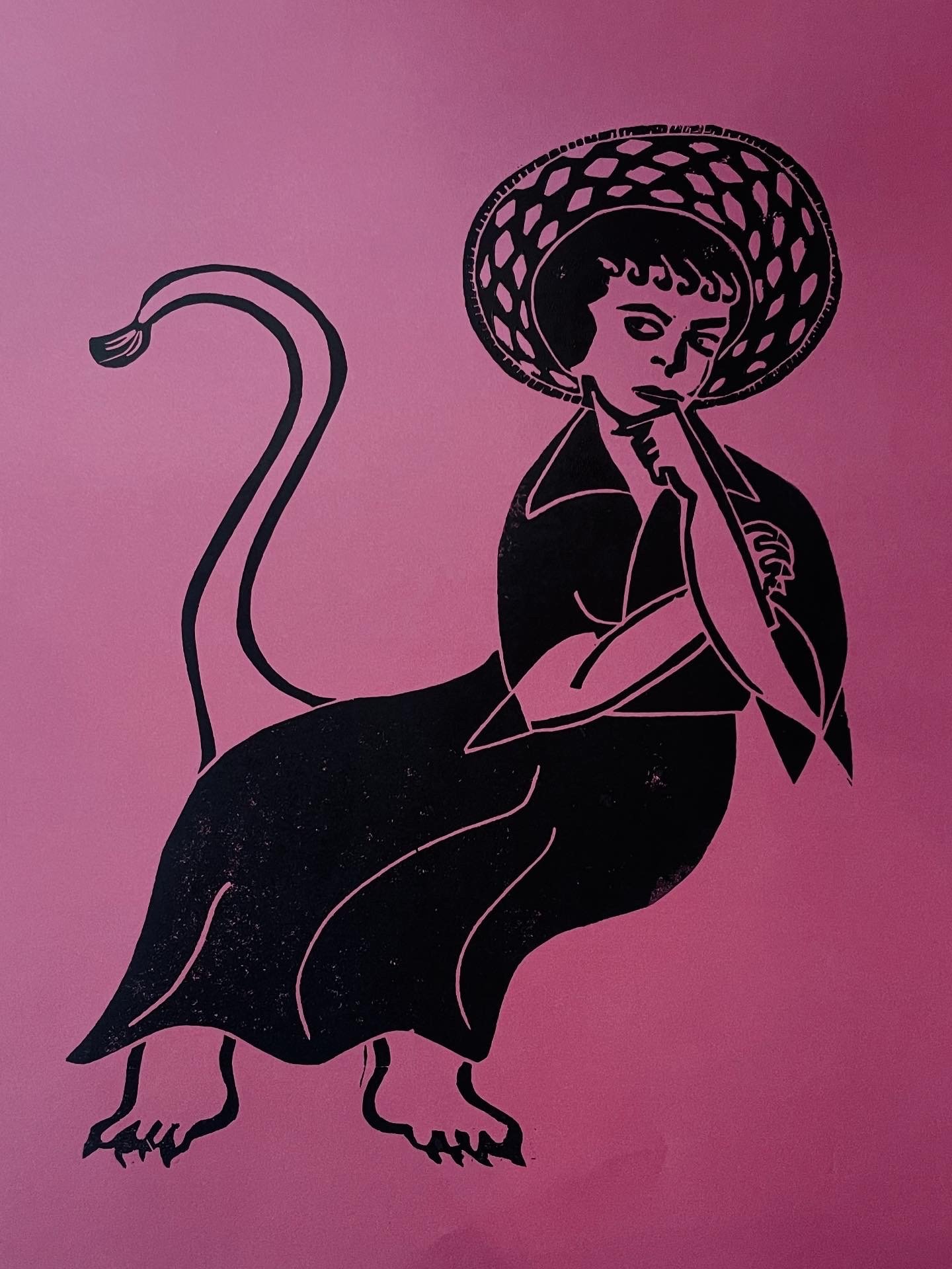 Leonor Fini (lino cut), 8x10, 2025