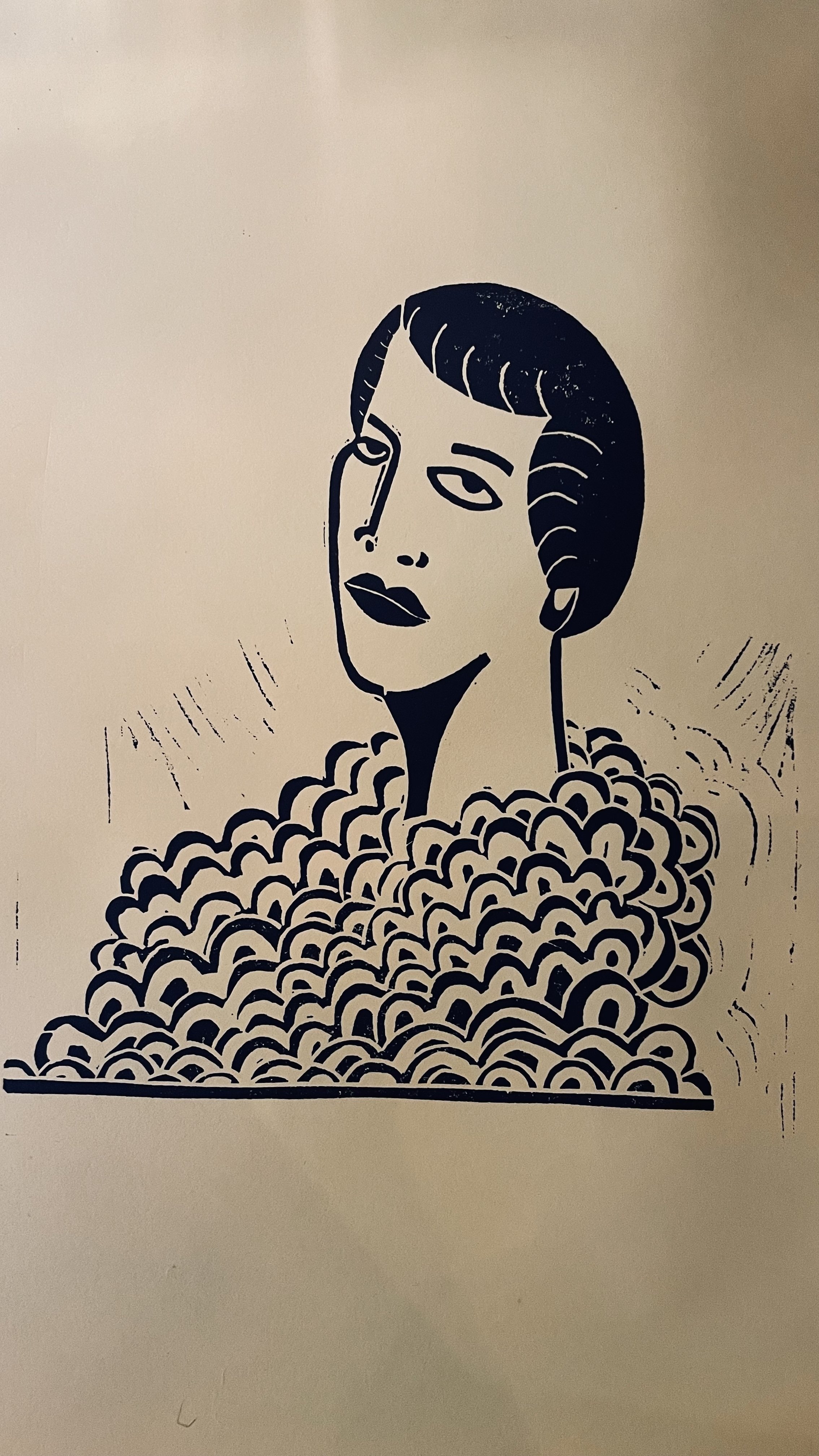 Leonora Lafayette (lino cut), 8x10, 2025