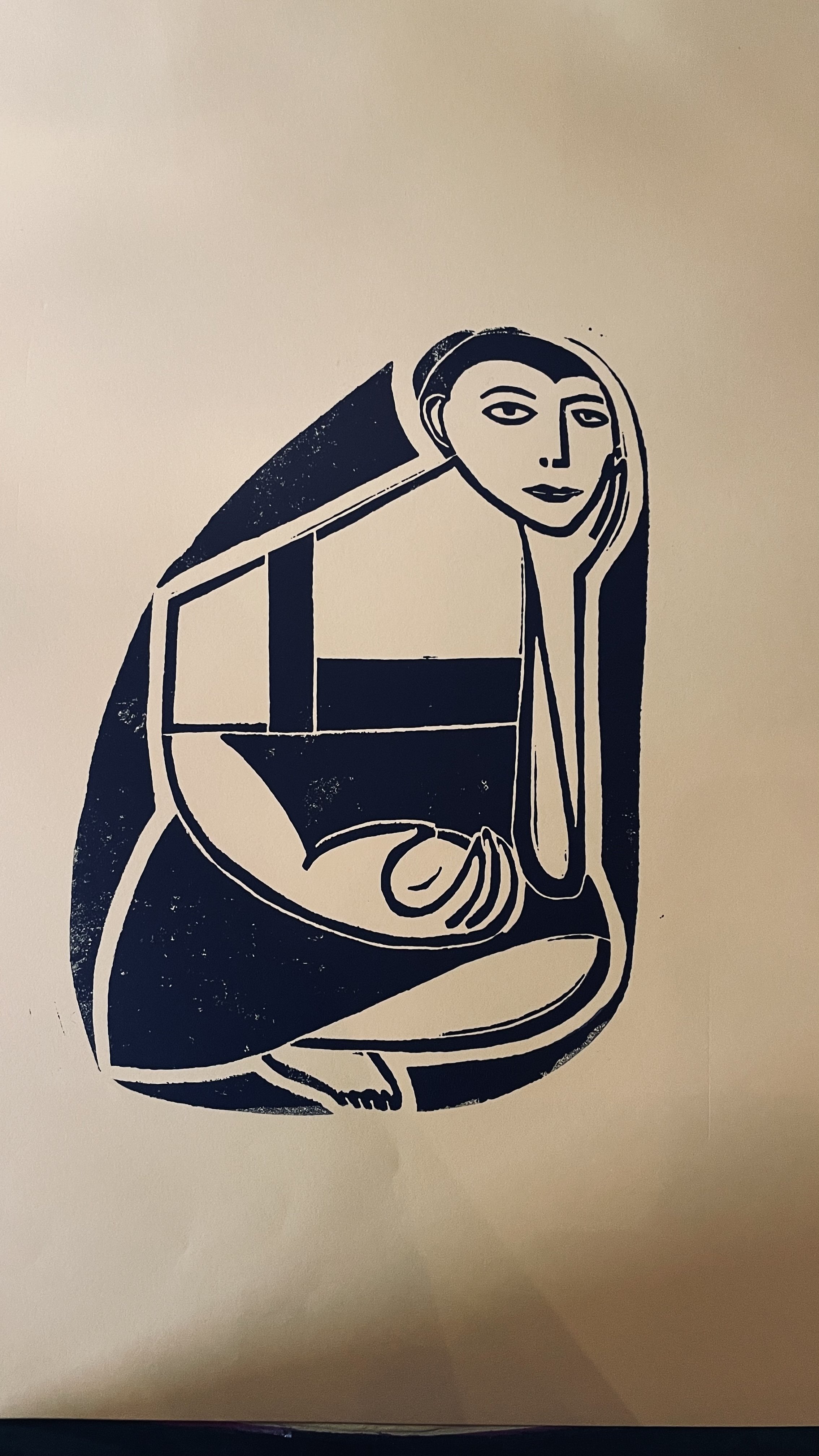 Lenore Tawney (lino cut), 8x10, 2025