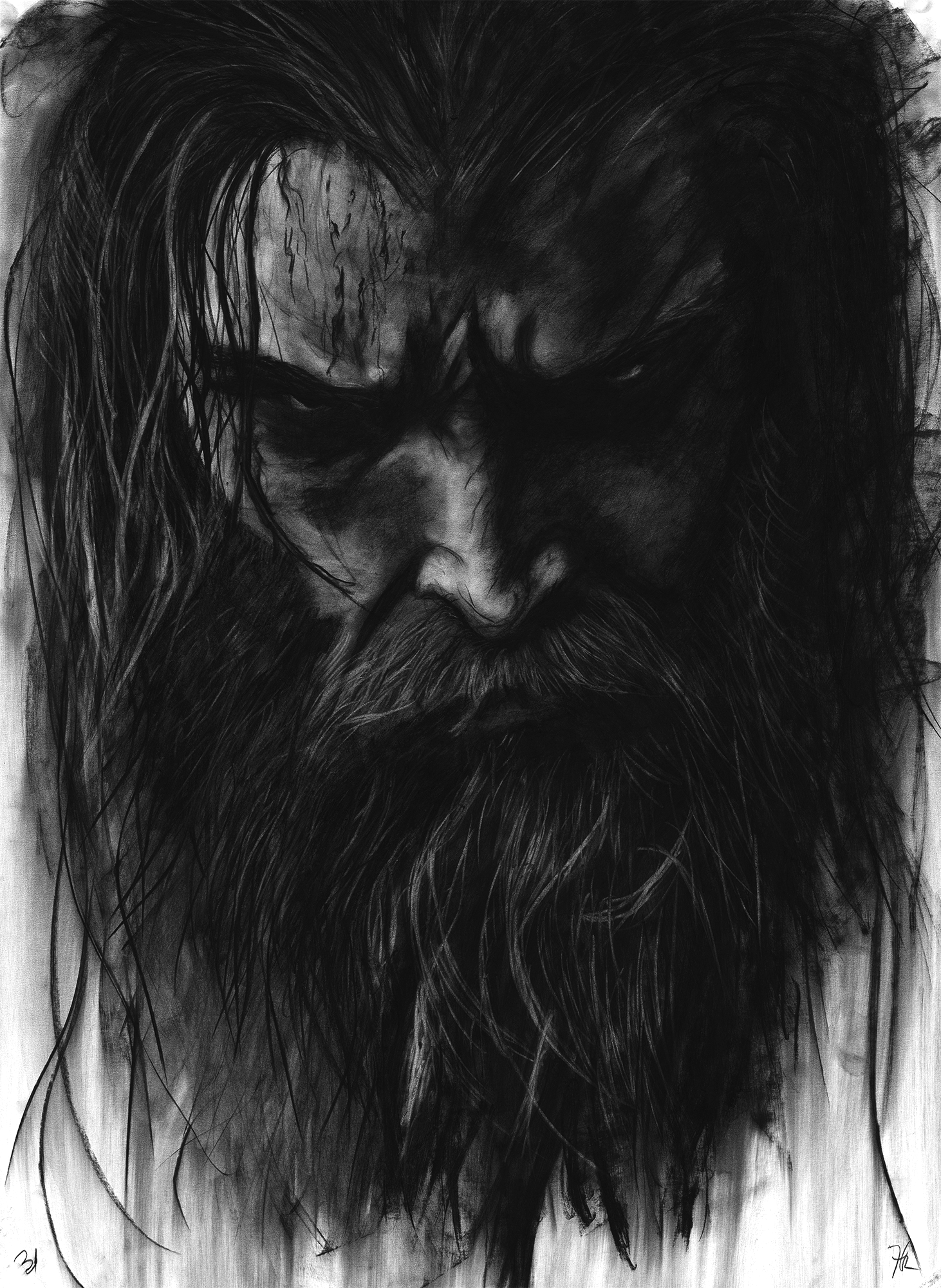 Brooding Warrior - Original Drawing