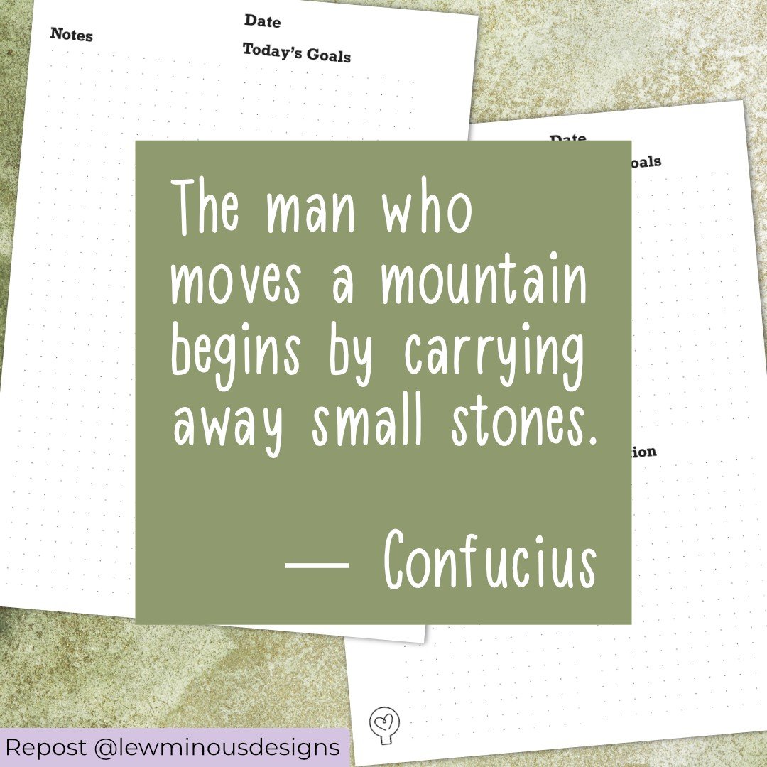 // Repost @LewminousDesigns //

&quot;The man who moves a mountain begins by carrying away small stones.&quot; ― Confucius

This is the Daily Vertical spread, in dot grid style; you can view this layout on my website here: https://carmenlew.com/produ