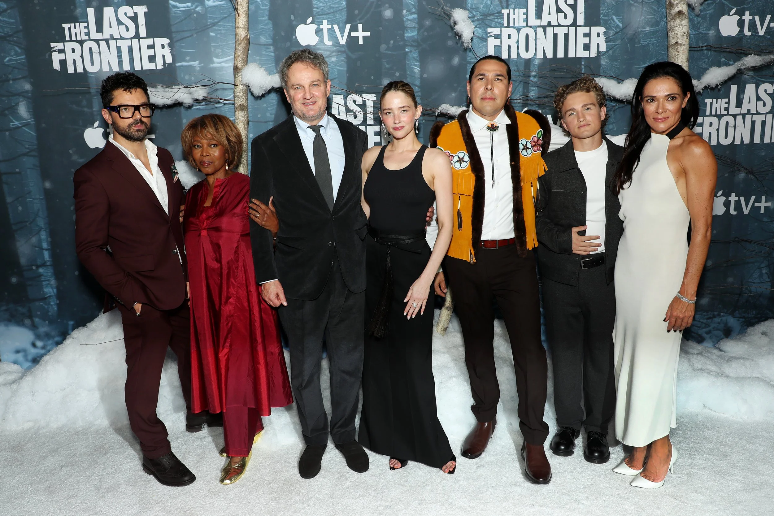 (L-R) Dominic Cooper, Alfre Woodard, Jason Clarke, Haley Bennett, Dallas Goldtooth, Tait Blum and Simone Kessell