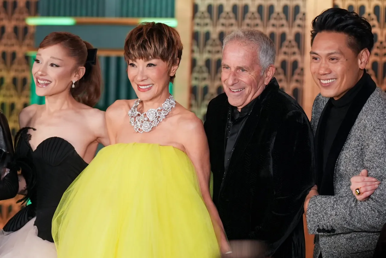 Ariana Grande, Michelle Yeoh, Marc Platt and Jon M. Chu