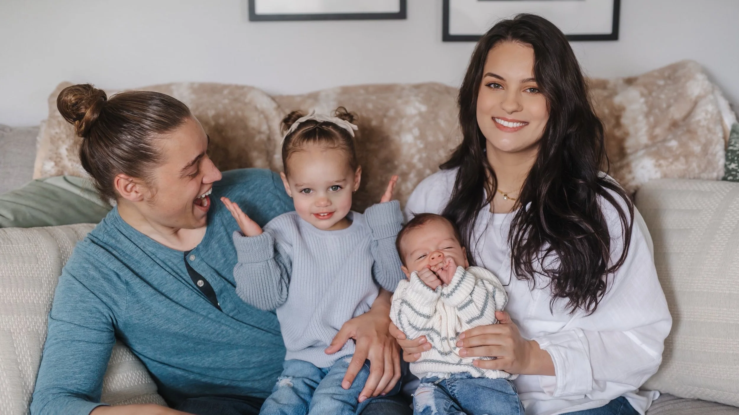 happy family with two young children a boy and a girl