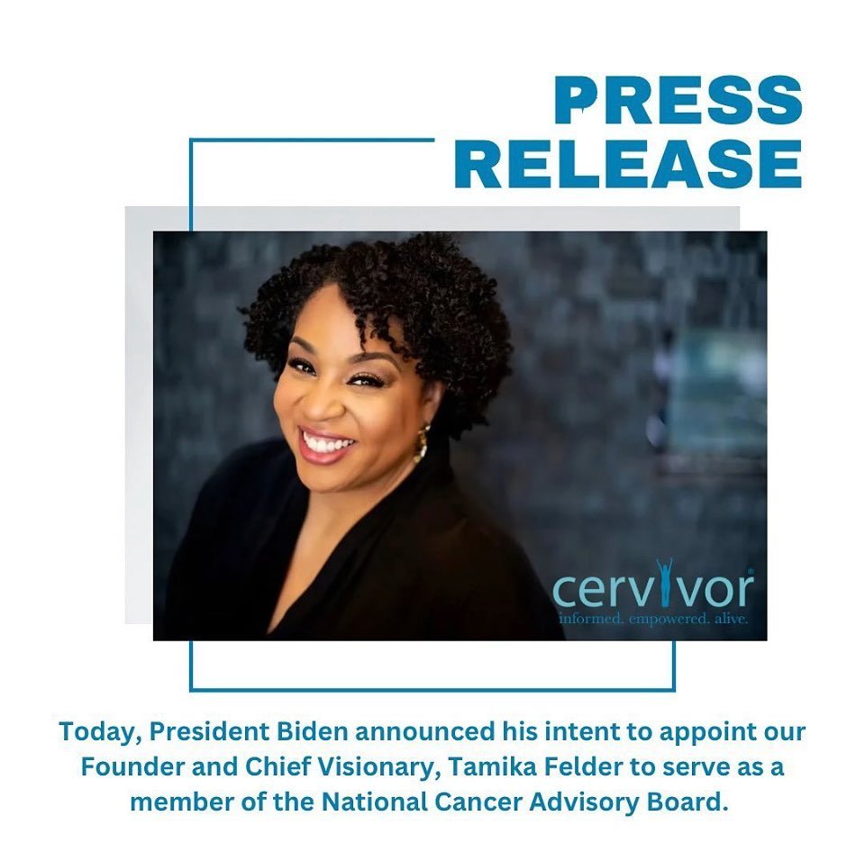 We are so happy to congratulate Cervivor founder Tamika Felder on her appointment by President Biden to the National Cancer Advisory Board.  Amazing!! ❤️
Photo credit: Cervivor
#cervivor #thenenniefoundation #givebacklikejenn