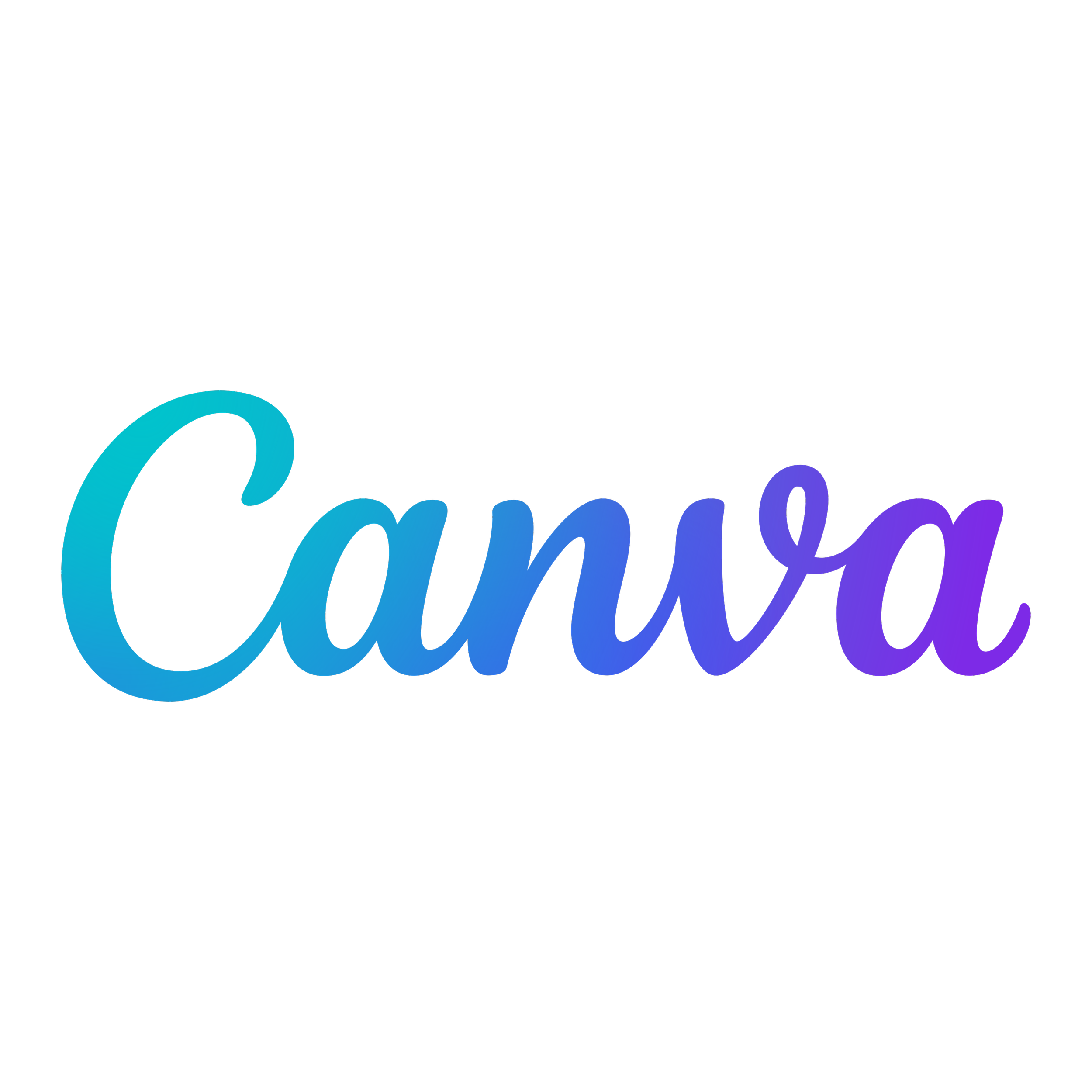 Colorful, gradient text spelling out 'Canva' against a black background.