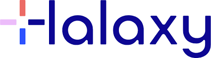 Logo with a stylized letter 'i' in pink, and the word 'galaxy' in dark blue text.