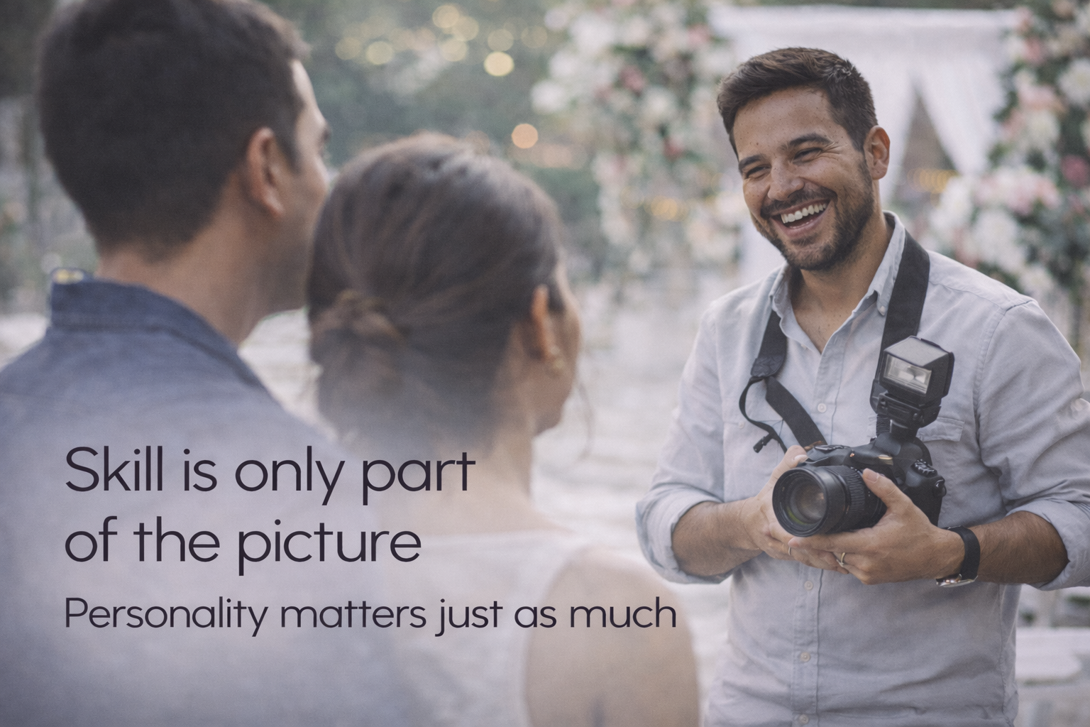 Quinceañera photographer smiling and laughing with clients