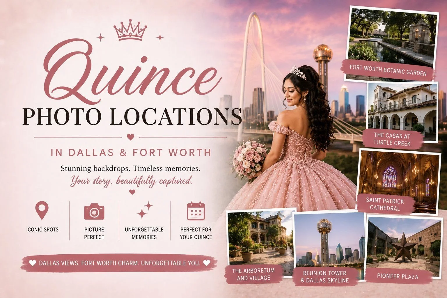 Quinceañera photo locations across Dallas–Fort Worth — New Dawn Photo's 5 favorite DFW backdrops for quince sessions