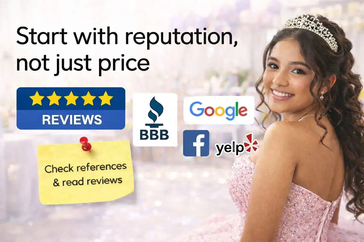 Quinceañera photographer reviewing a full event gallery with a family in Dallas–Fort Worth