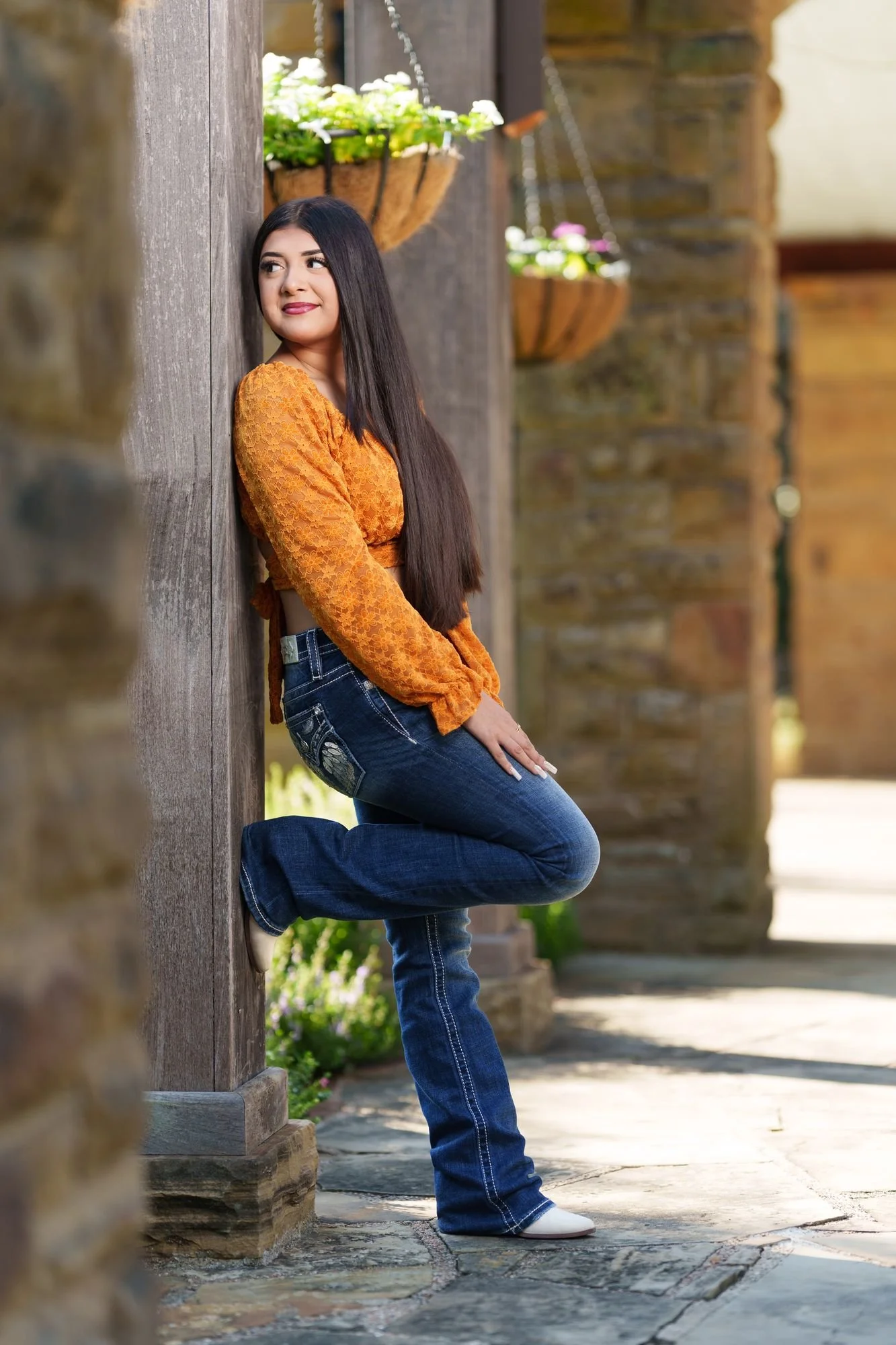 Japanese Garden landscape frame at Fort Worth Botanic Garden during Nevaeh's quinceañera Save the Date