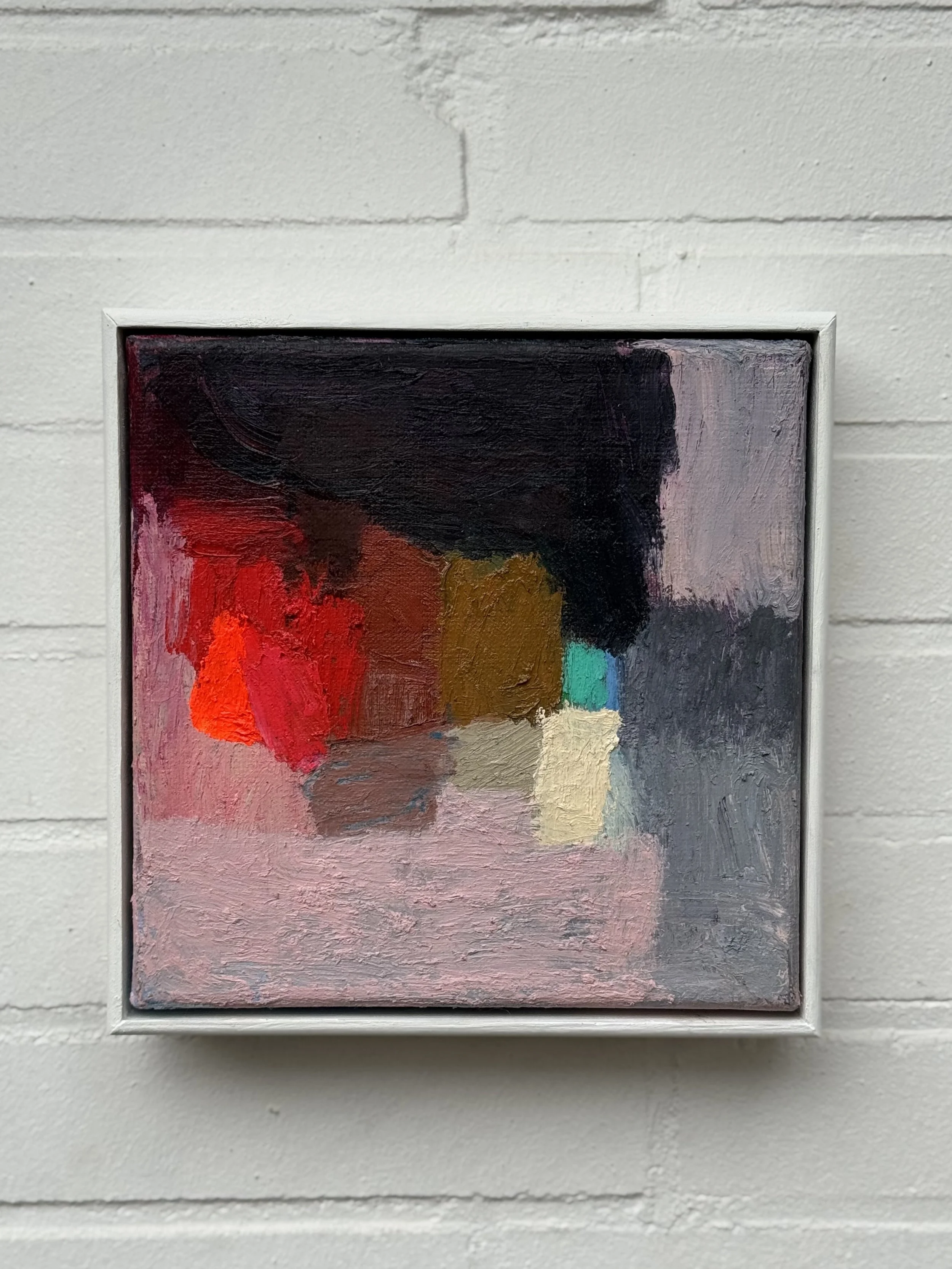 Cloud Pop Block. Oil & acrylic on linen. 20 x 20cm. Framed.