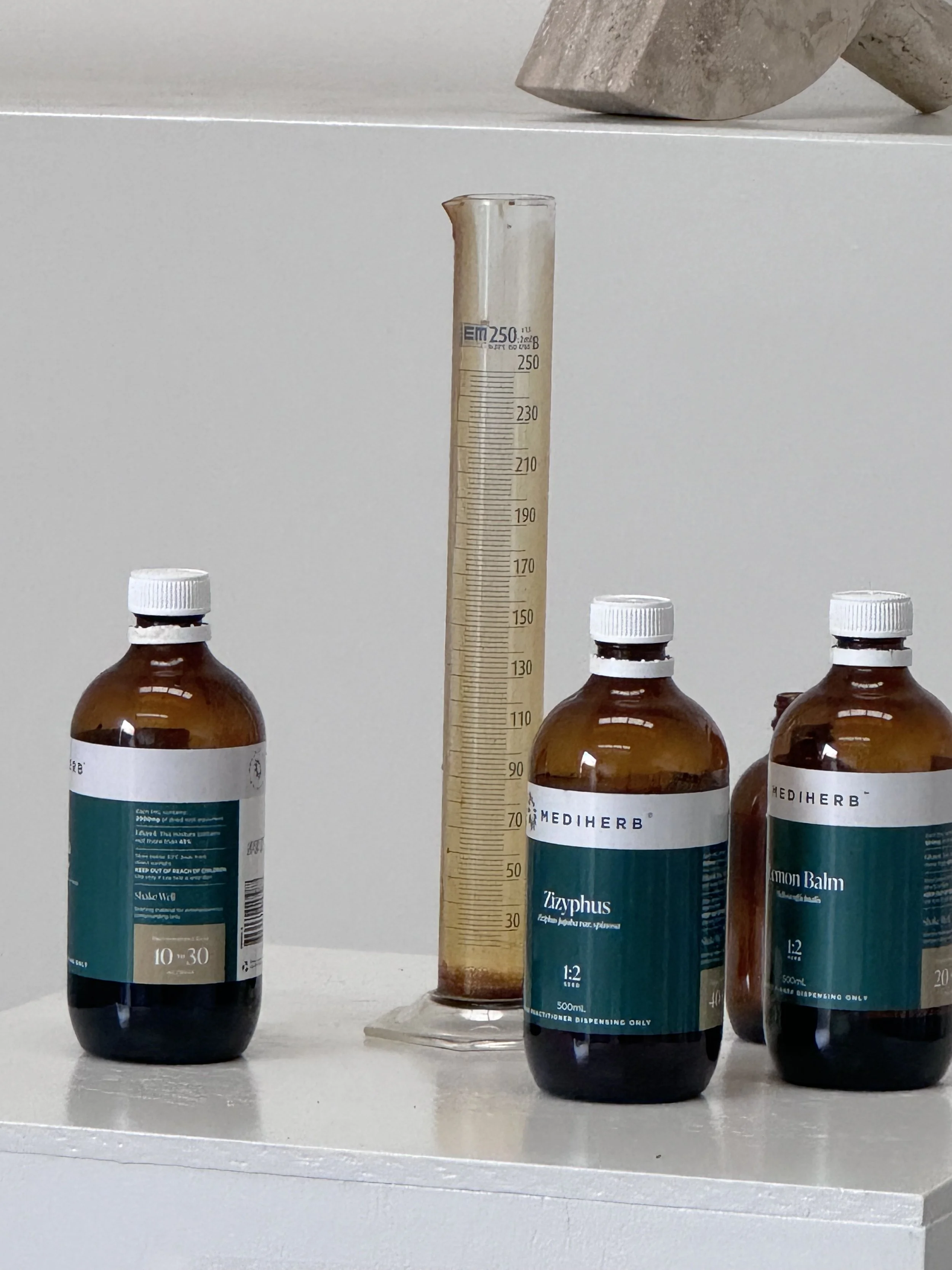 Herbal tinctures and naturopathic medicines used in consultations at Flore Naturopathy
