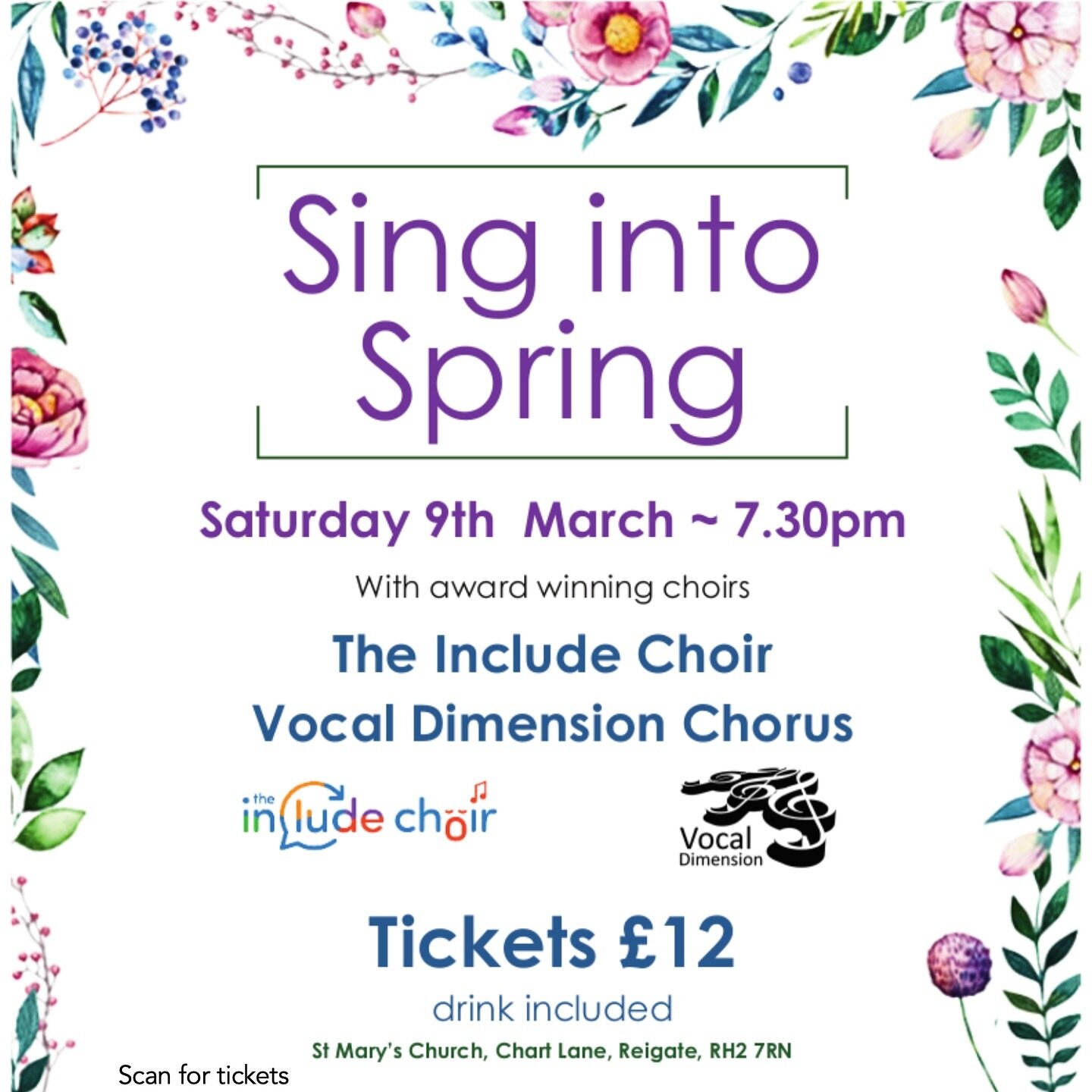 🎶 Sing into Spring 🎵
Redhill Redstone Rotary are holding a Spring Choir Concert on Saturday 9th March with proceeds to The Include Choir and Vocal Dimensions. Tickets are just &pound;12, drink included.  #Reigate #RedhillRedstoneRotary #IncludeChoi