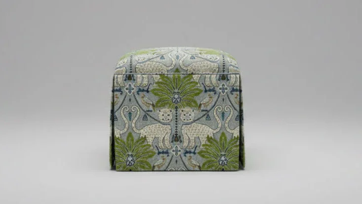 18" Skirted Ottoman- Jasper Fabric