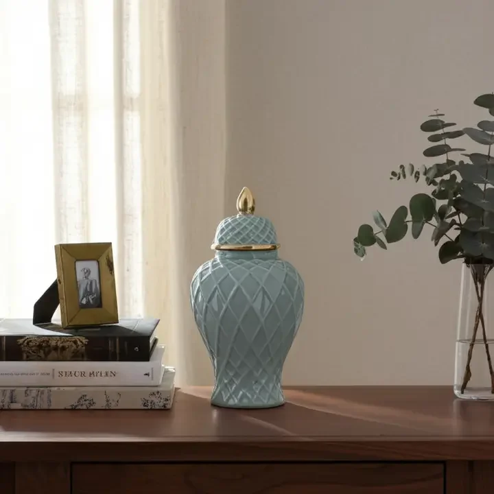 Ceramic Rope Temple Lidded Jar