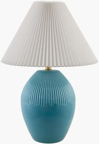 Padstow Aqua Table Lamp with Pleated Shade