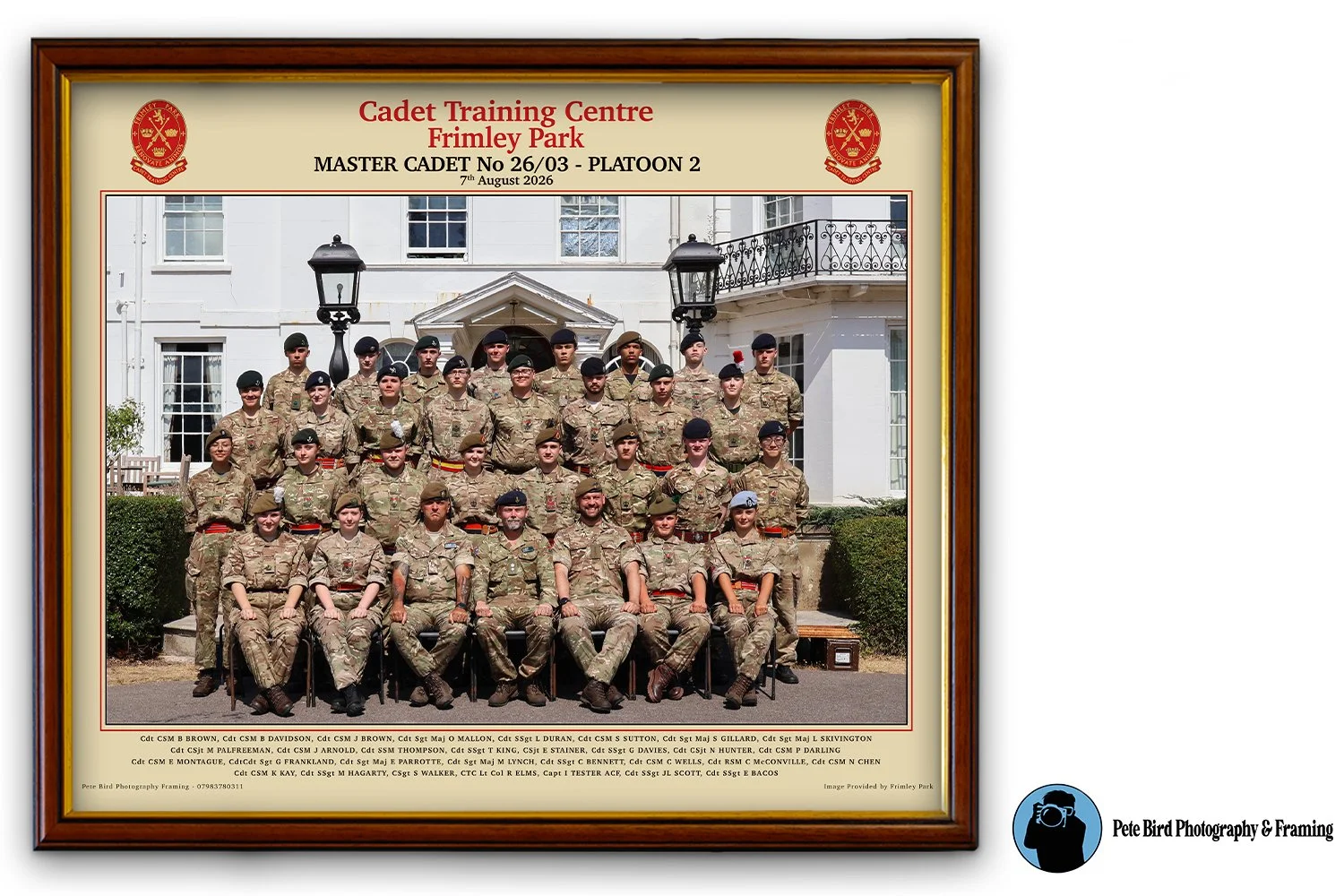 Master Cadet 2603 - Platoon Two 7 Aug 26  - 3 Frame Colour Options (30x37.5cm) - CTC Frimley Park