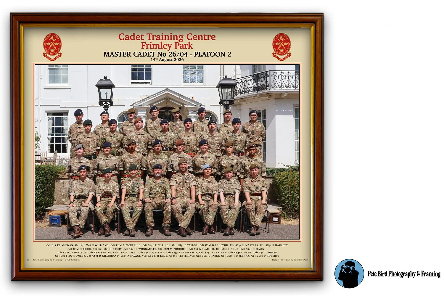 Master Cadet 2604 - Platoon Two -  14 Aug 26  - 3 Frame Colour Options (30x37.5cm) - CTC Frimley Park