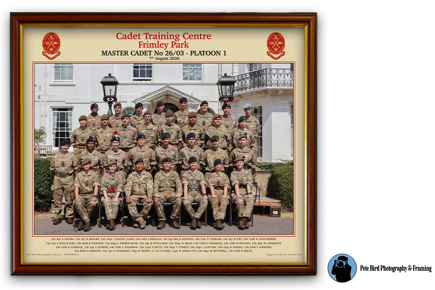 Master Cadet 2603 - Platoon One 7 Aug 26   - 3 Frame Colour Options (30x37.5cm) - CTC Frimley Park