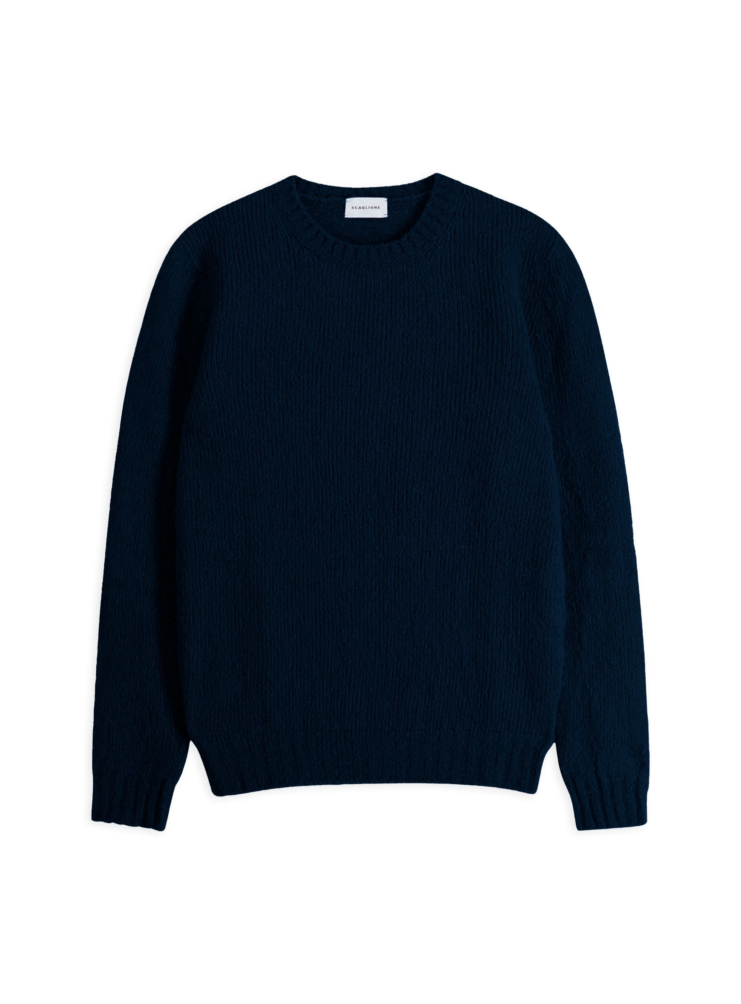Maglia Scaglione classica girocollo tinta unita in lana e cashmere senza cuciture.