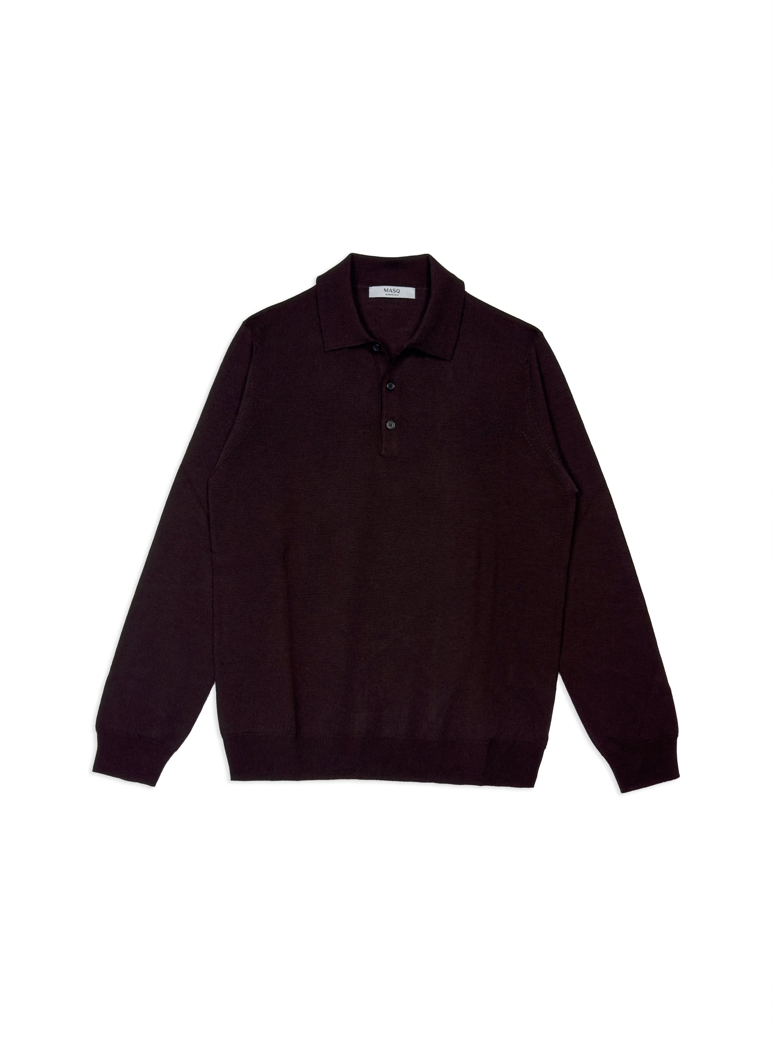 Polo Masq tinta unita manica lunga in lana merino di Tollegno 1900.