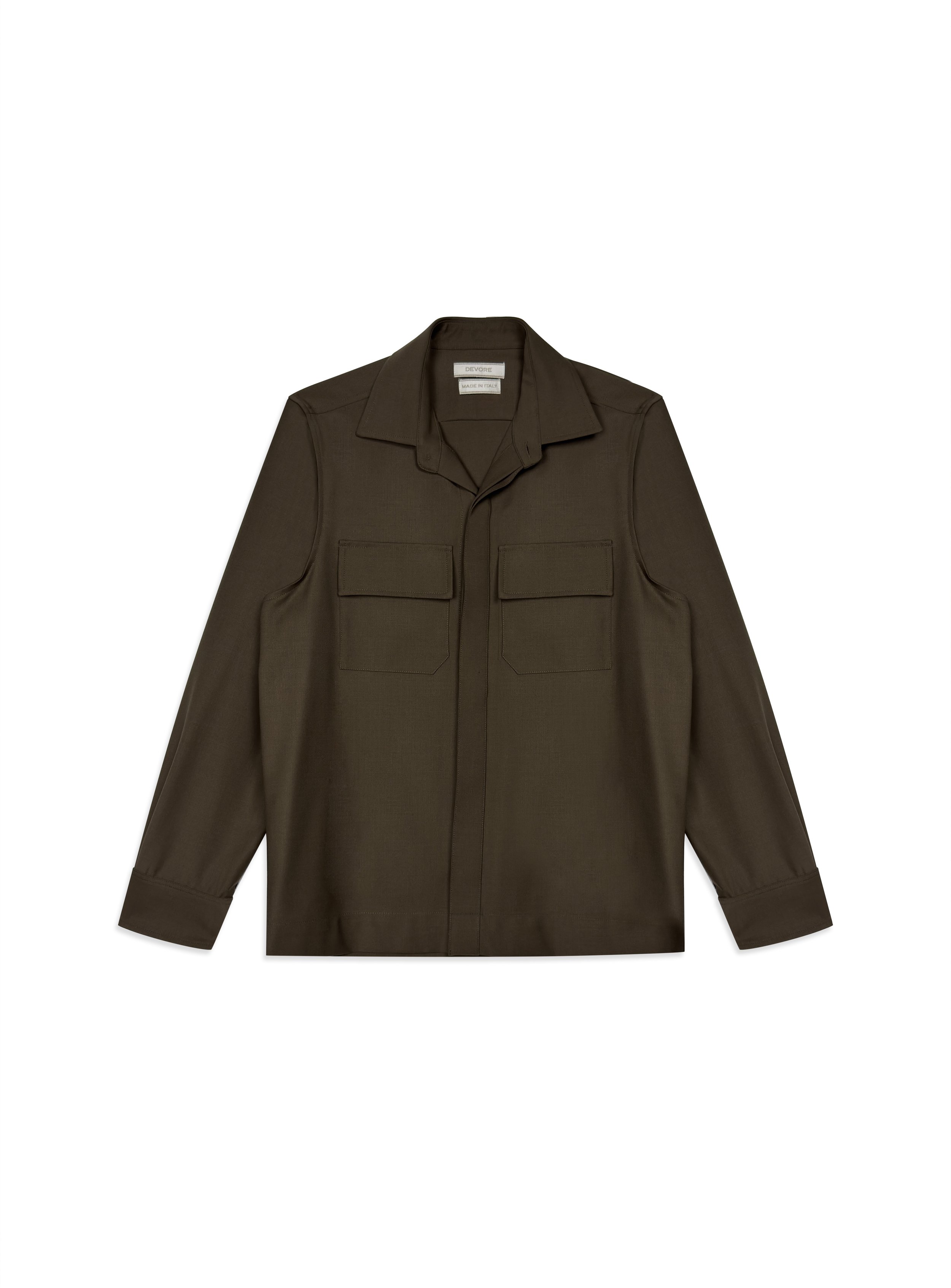 Overshirt Devorè in lana tinta unita.