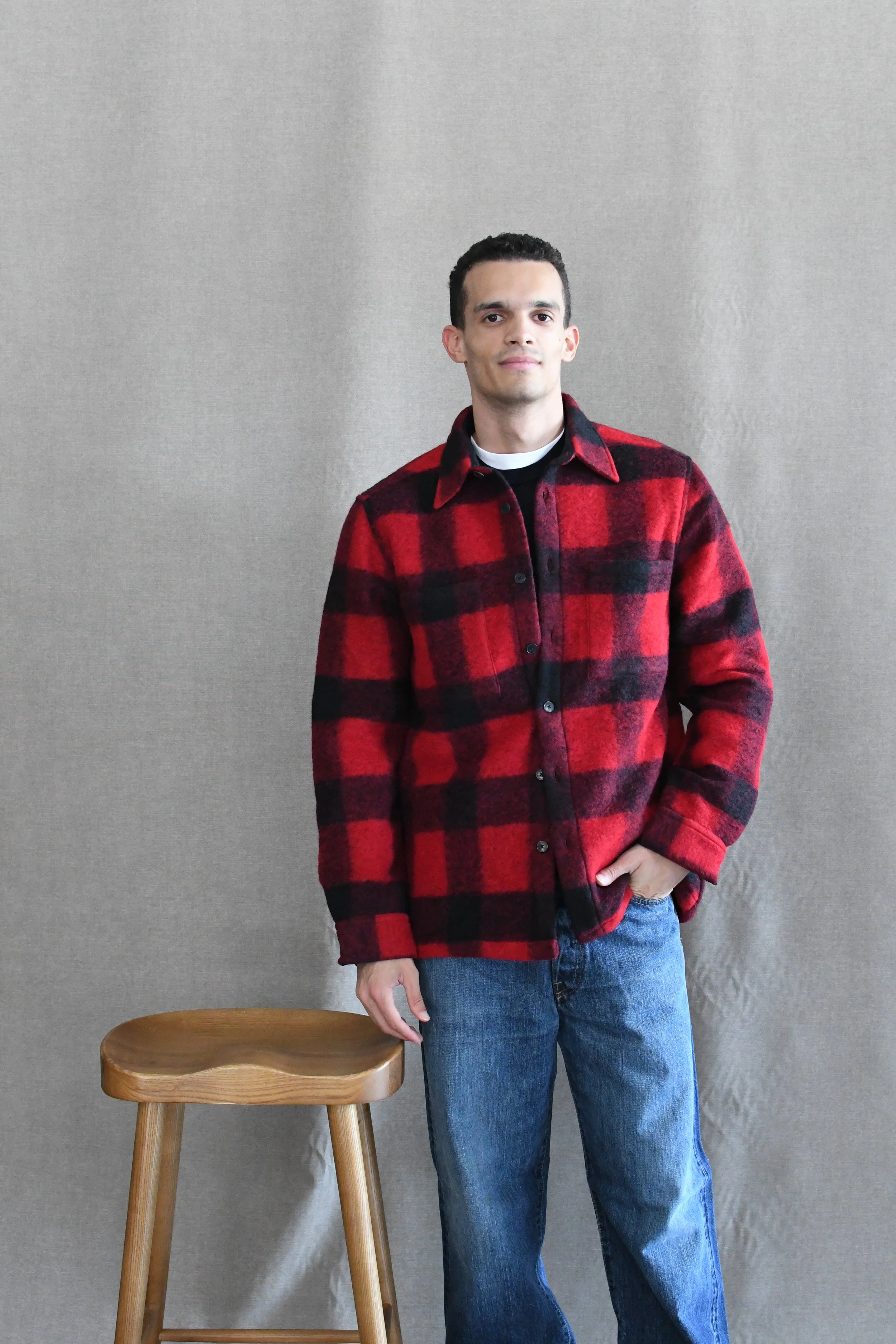 Overshirt Portuguese Flannel in lana. Tessuti di ispirazione heritage portoghese.