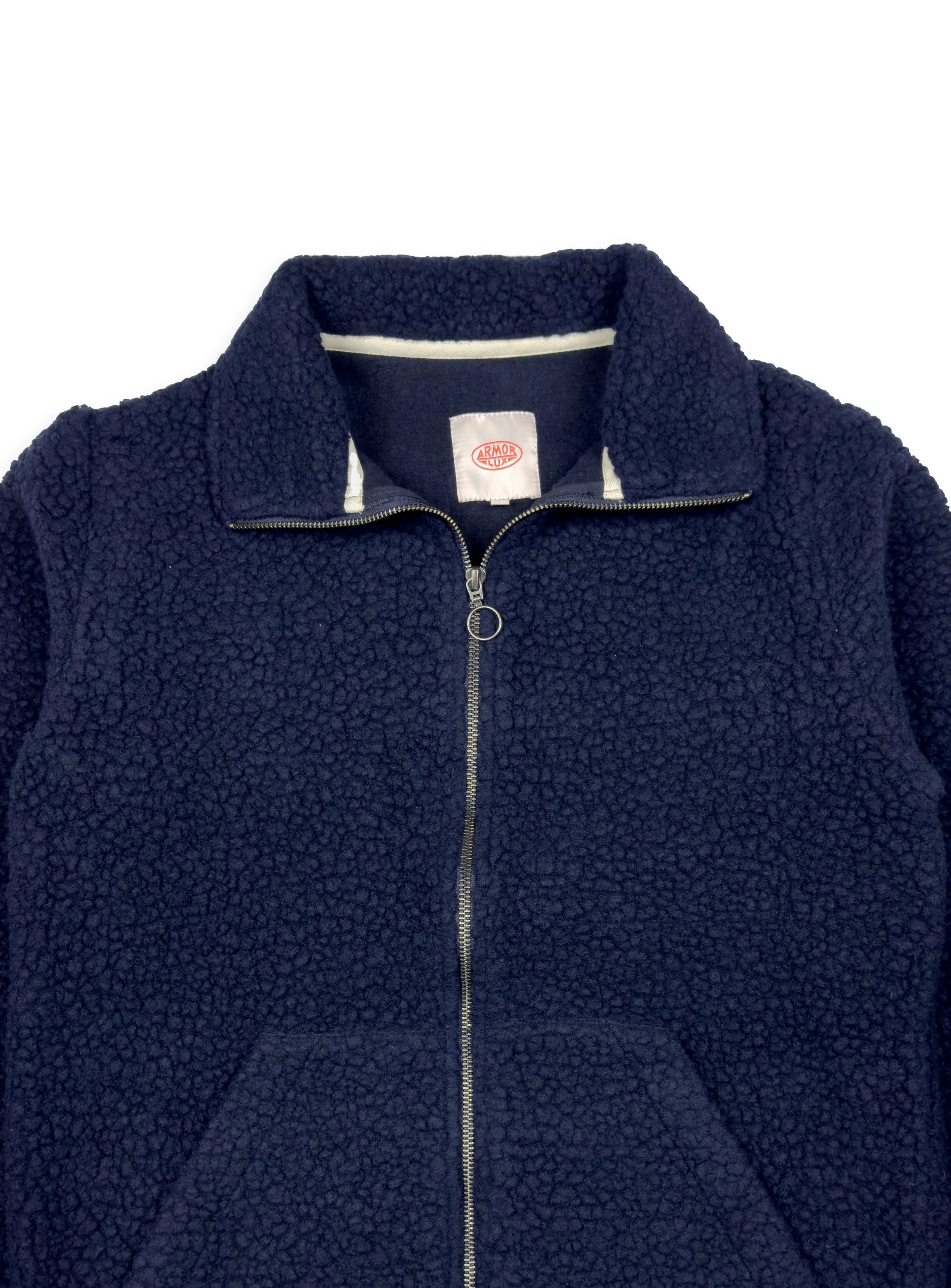Sherpa Armor Lux collo alto full zip  tinta unita, in misto lana.