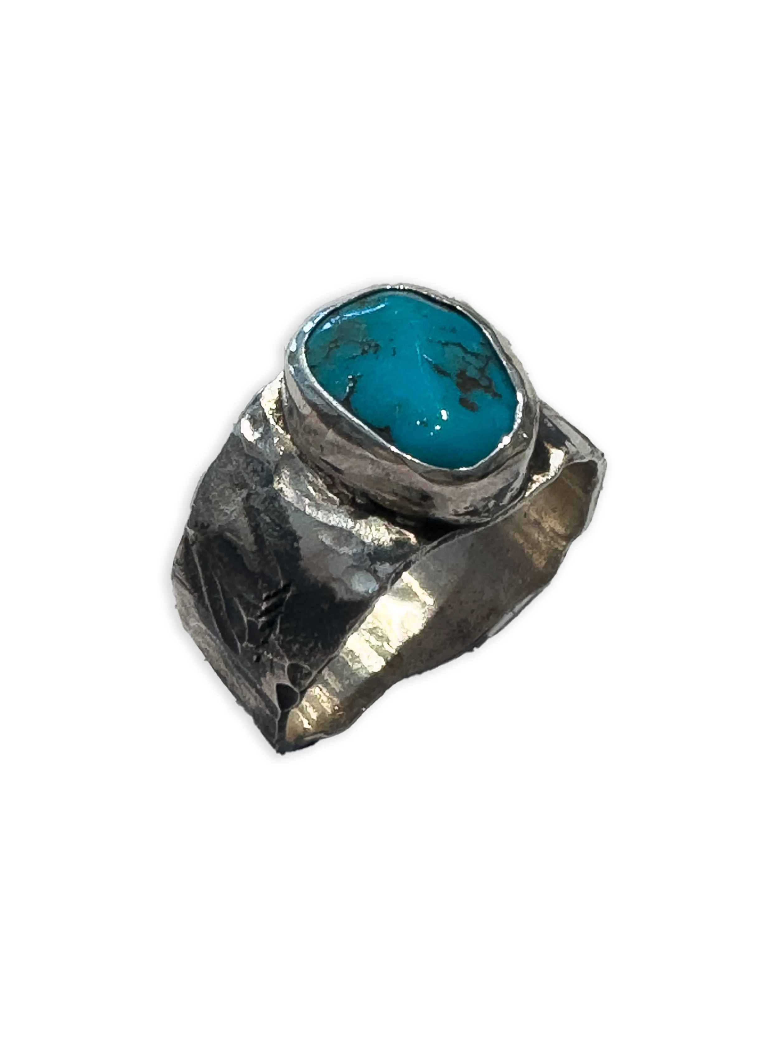 Anello in argento 925 con pietra turchese originale dei nativi americani. Lavorato e invecchiato a mano.
