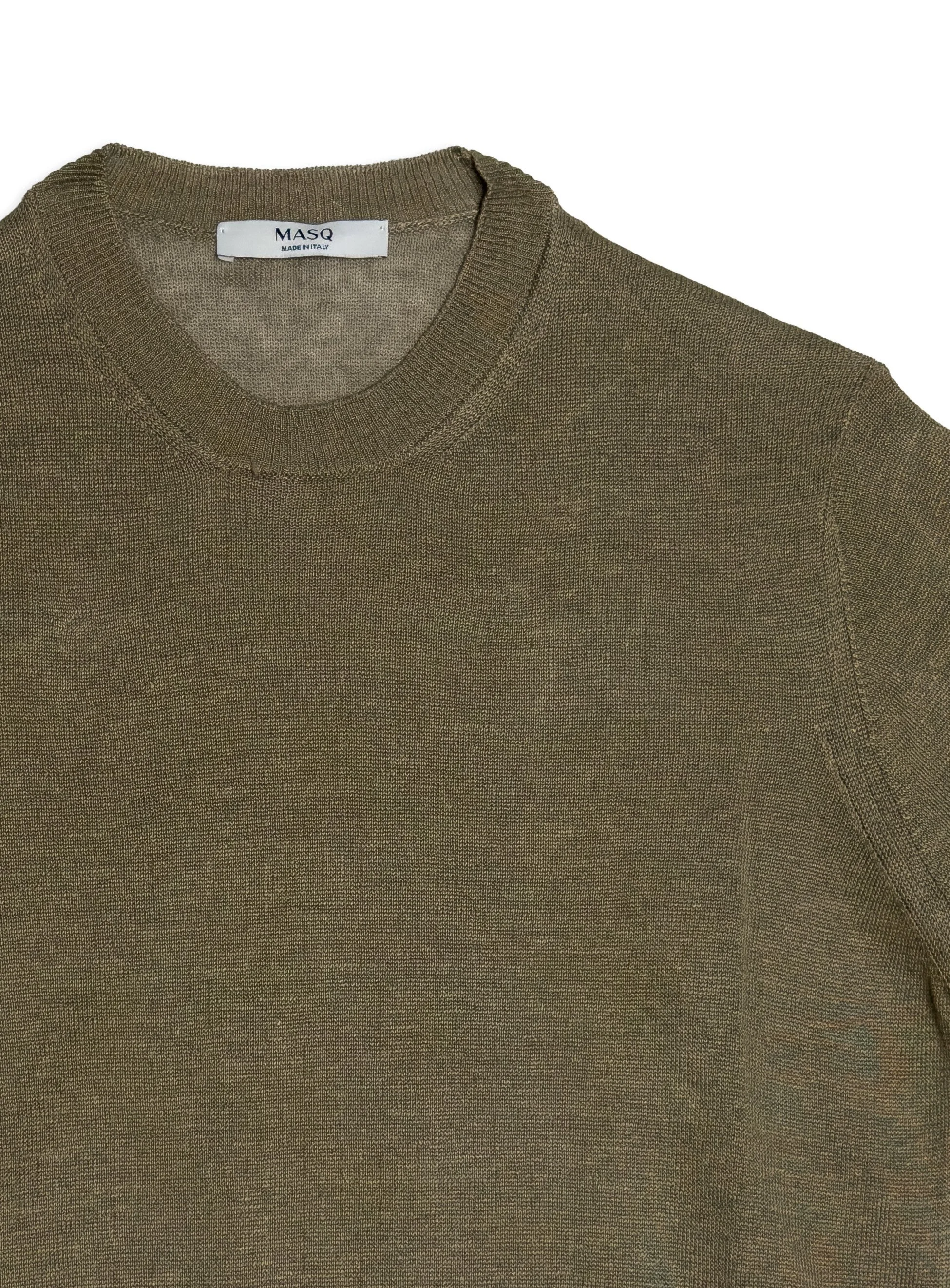 Maglia t-shirt Masq girocollo tinta unita manica corta in lino.