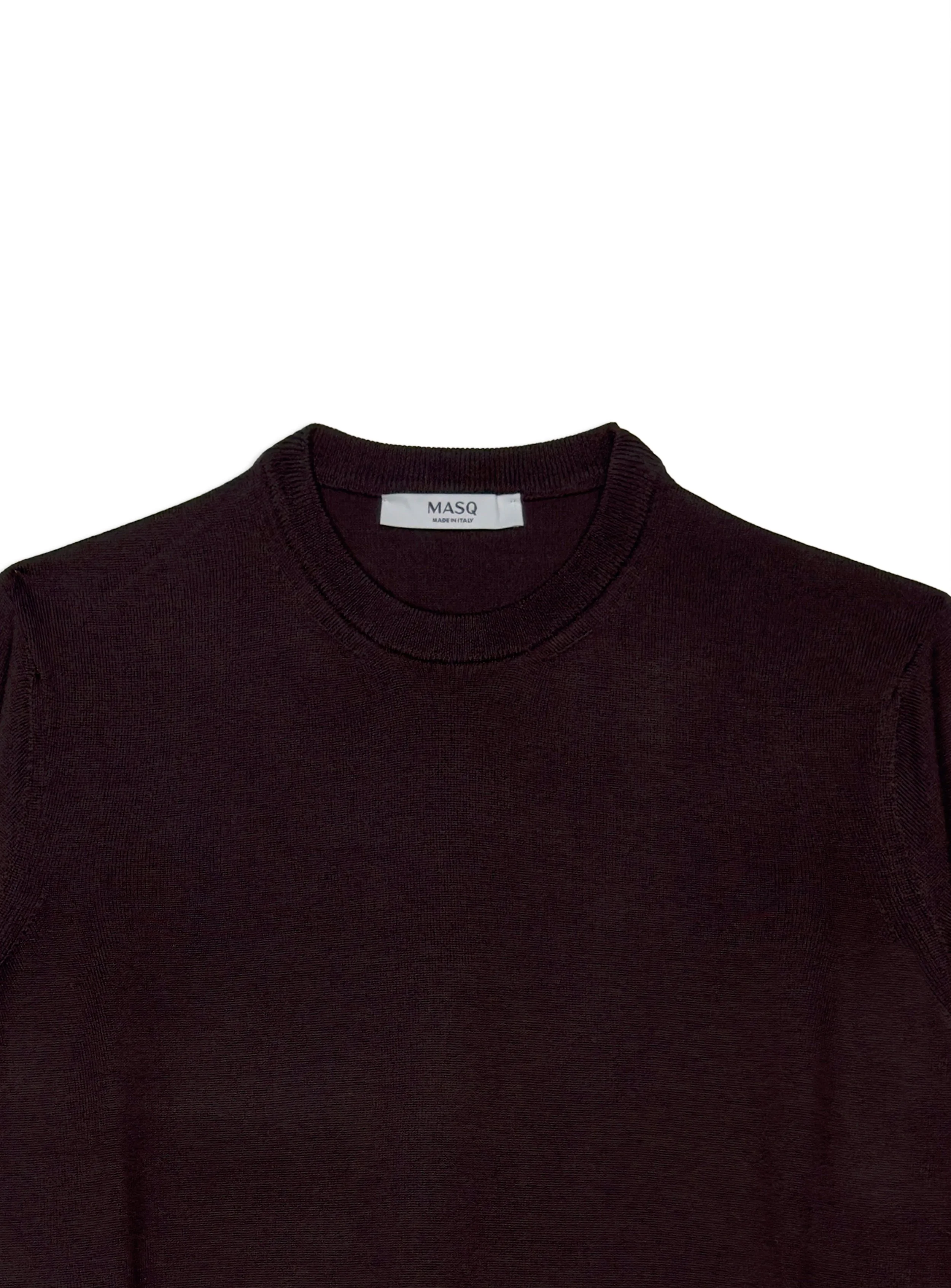 Maglia Masq girocollo tinta unita manica lunga in lana merino.