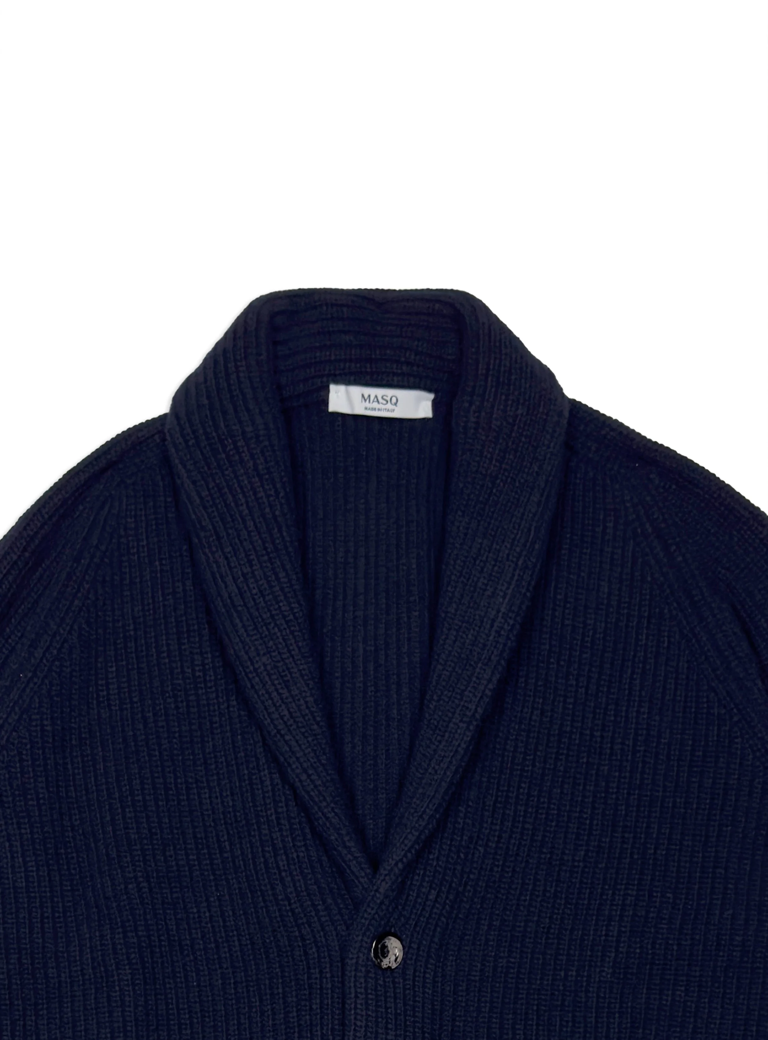 Cardigan Masq con bottoni costa inglese tinta unita manica lunga in lana merino.