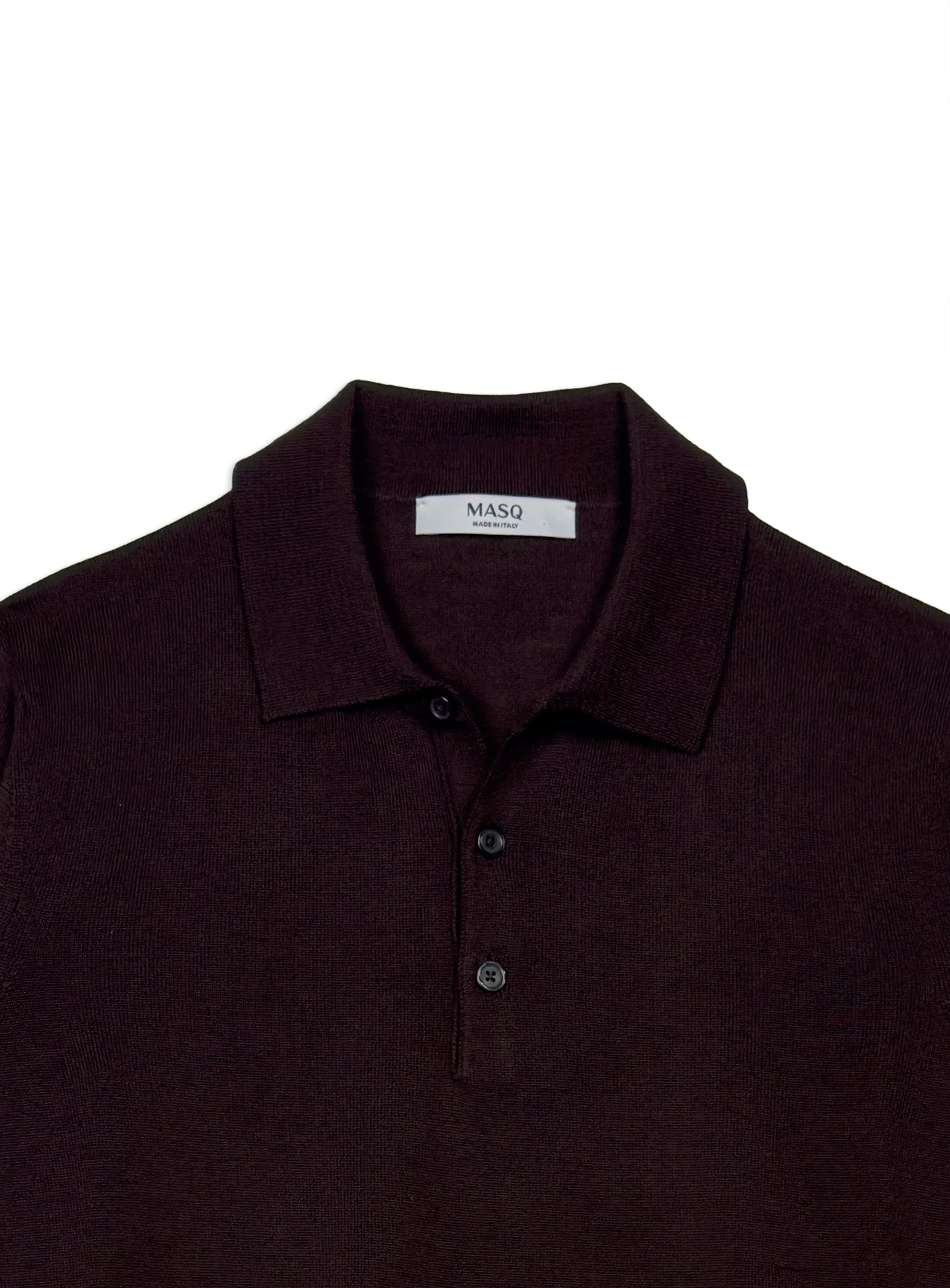 Polo Masq tinta unita manica lunga in lana merino di Tollegno 1900.