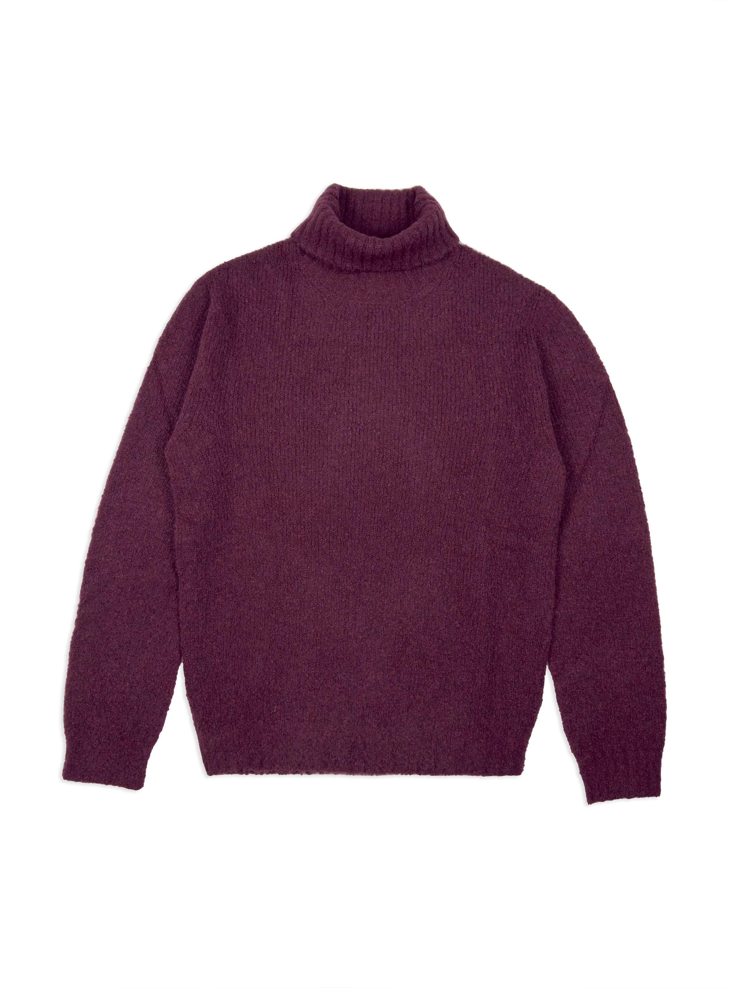 Maglia Scaglione classica collo alto tinta unita in lana e cashmere senza cuciture.