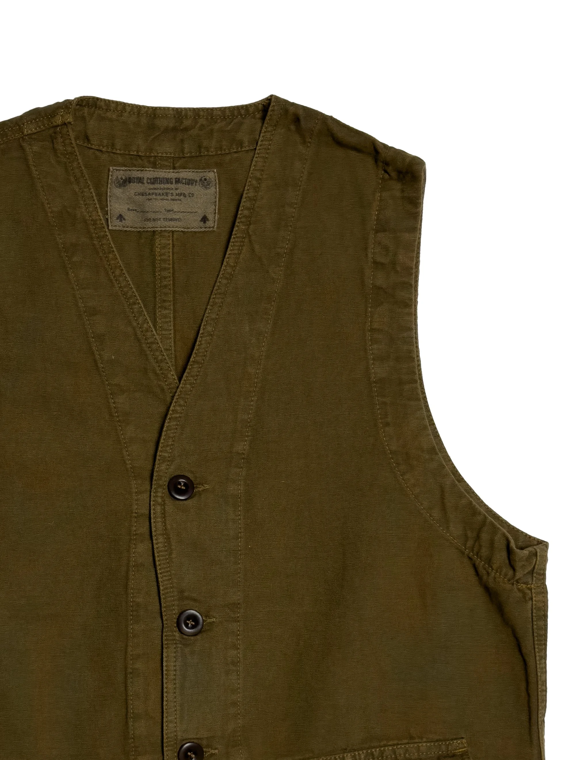 Gilet Chesapeake’s da lavoro sfoderato in lino e cotone effetto vintage. Capo iconico heritage americano.