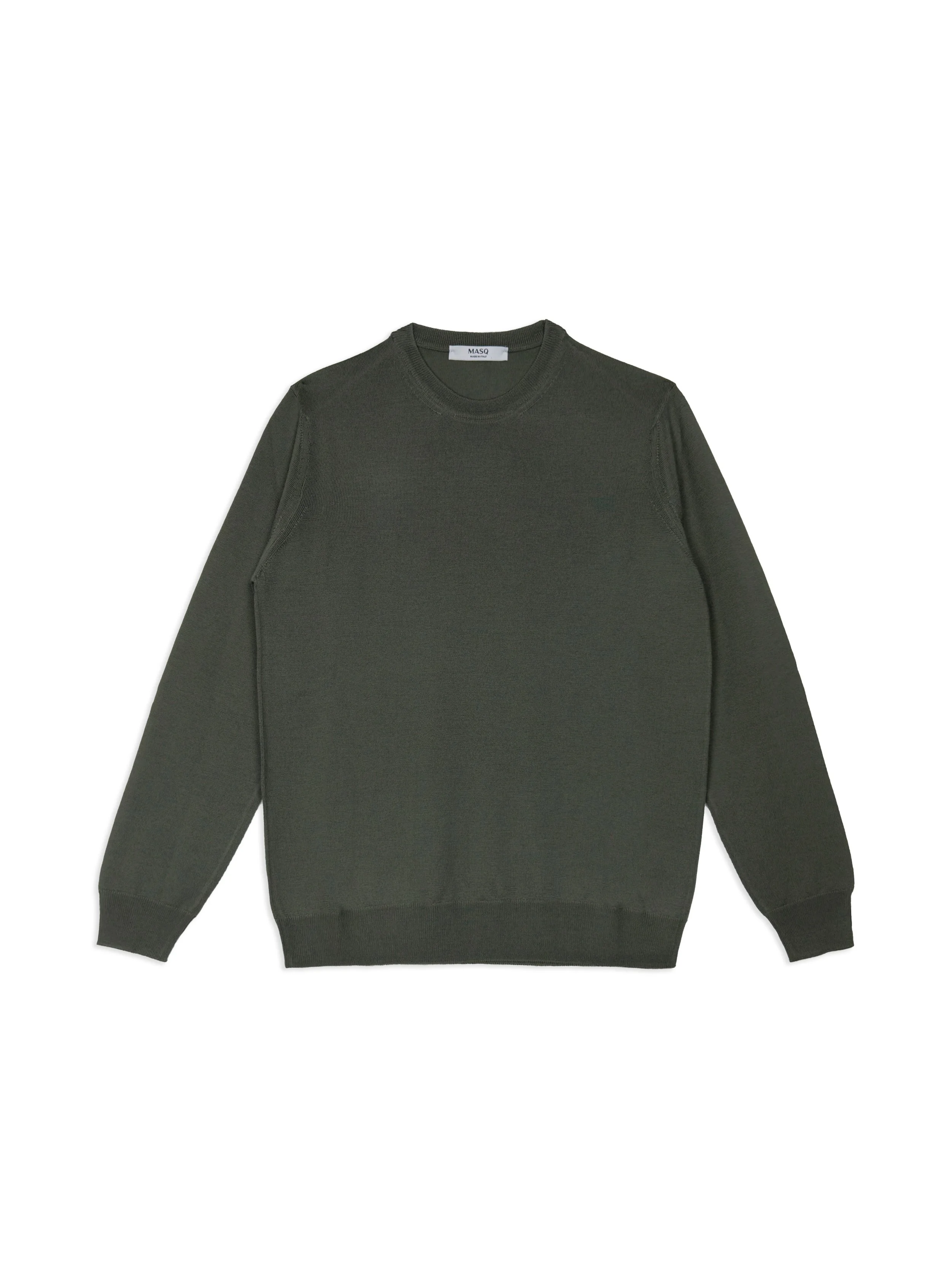 Maglia Masq girocollo tinta unita manica lunga in lana merino.