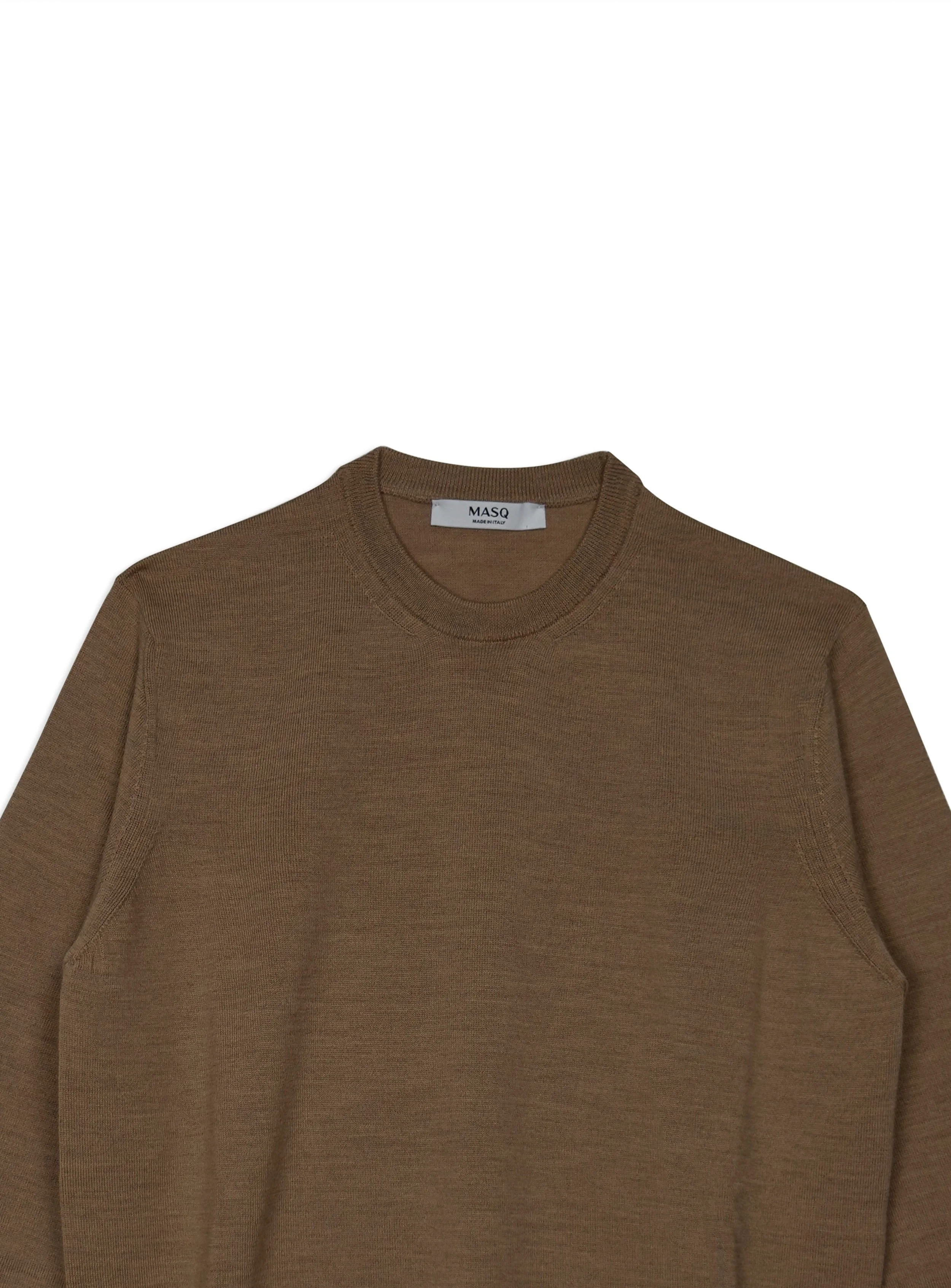 Maglia Masq girocollo tinta unita manica lunga in lana merino.