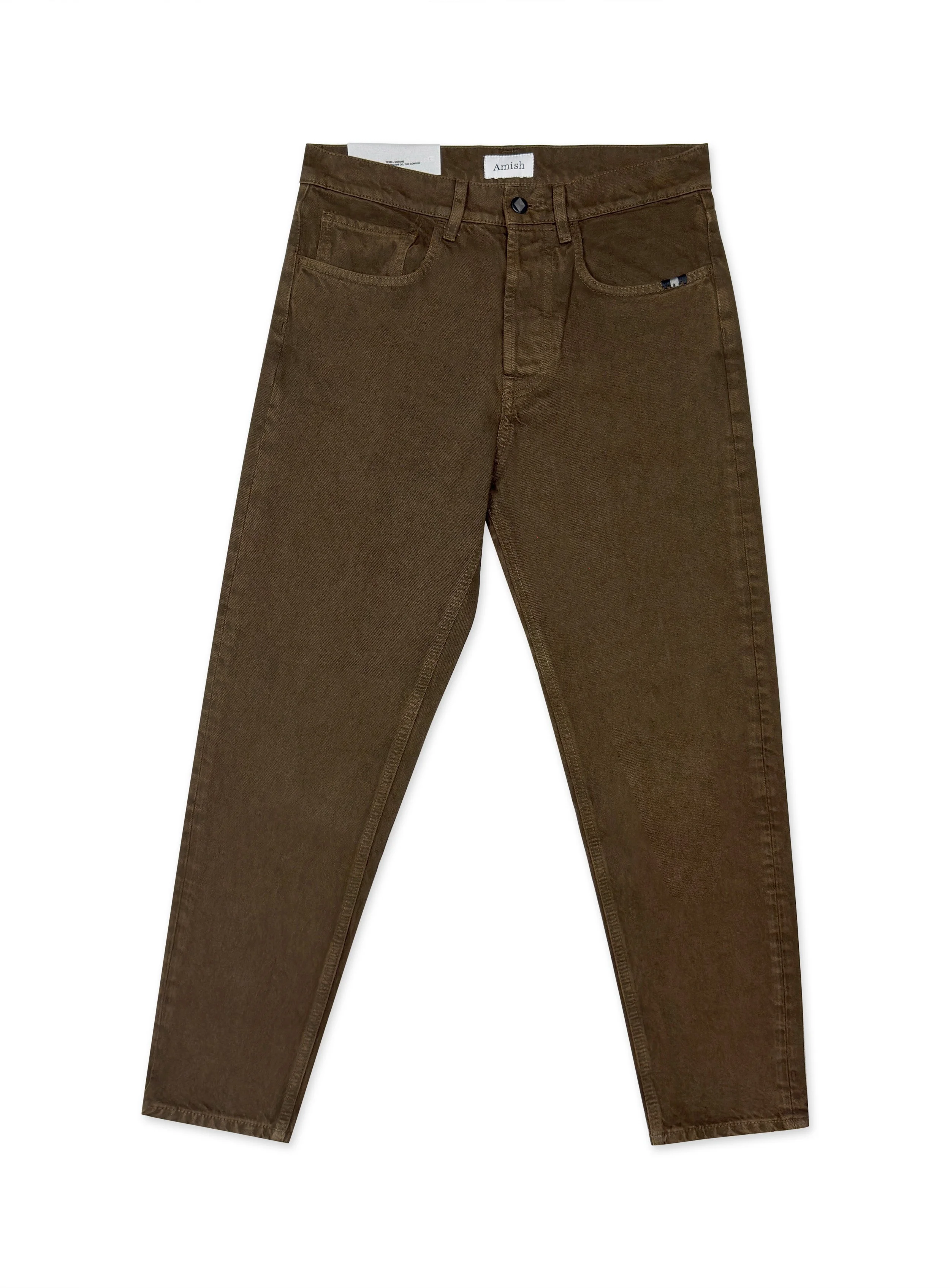 Jeans Amish bull colorato tinta unita e senza strappi. Vestibilità carrot.