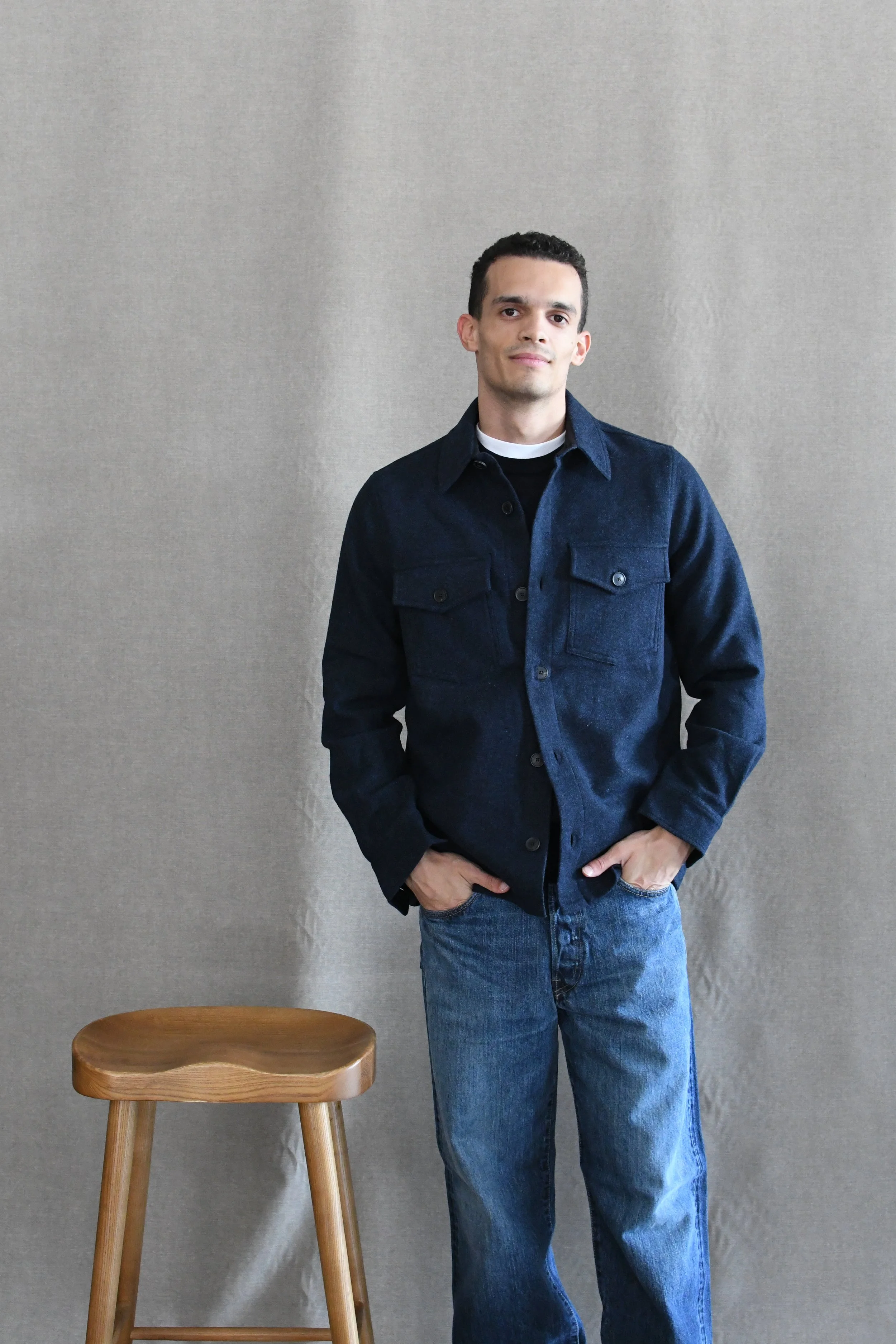Overshirt Portuguese Flannel in lana. Tessuti di ispirazione heritage portoghese.