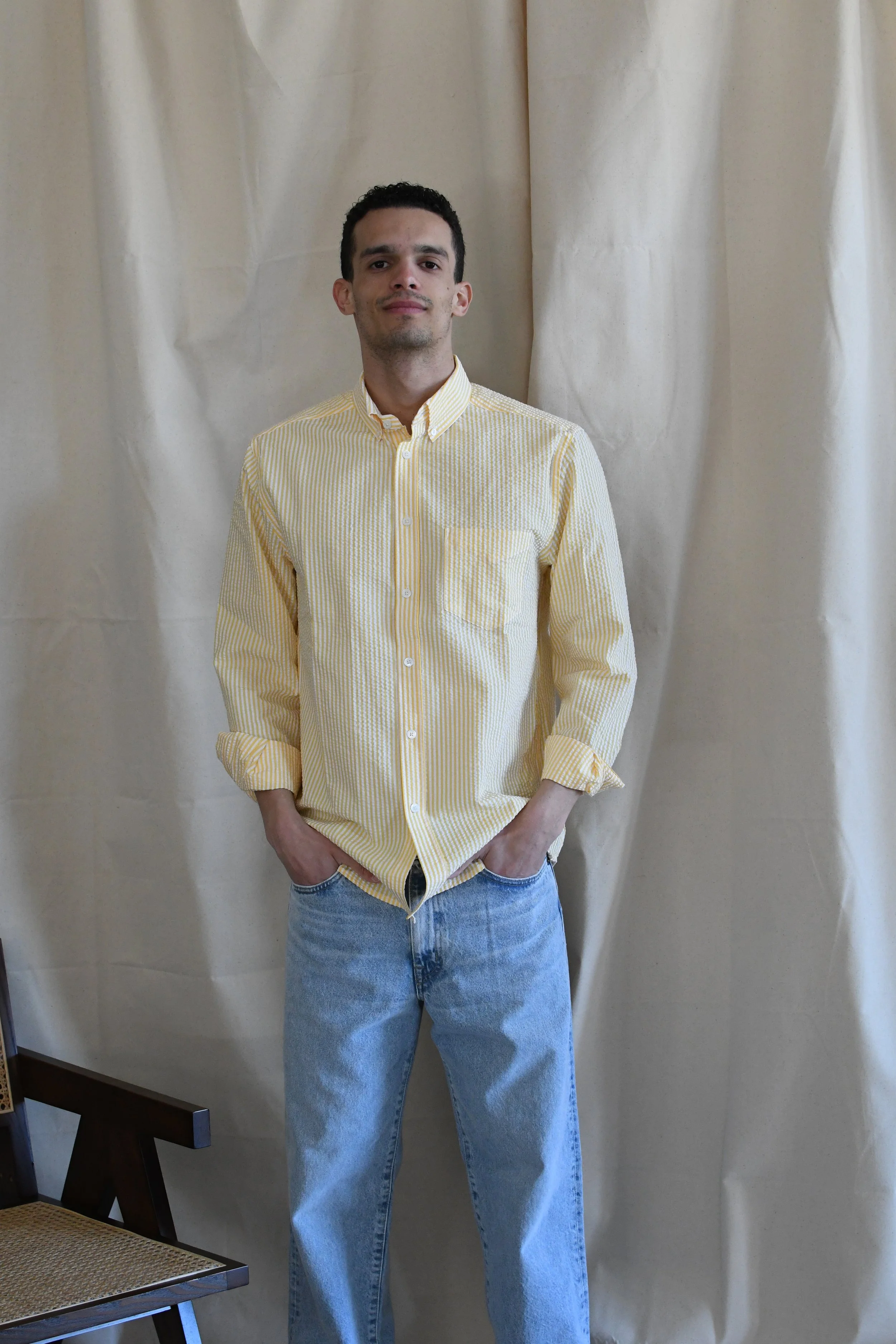 Camicia Portuguese Flannel in cotone seersucker.