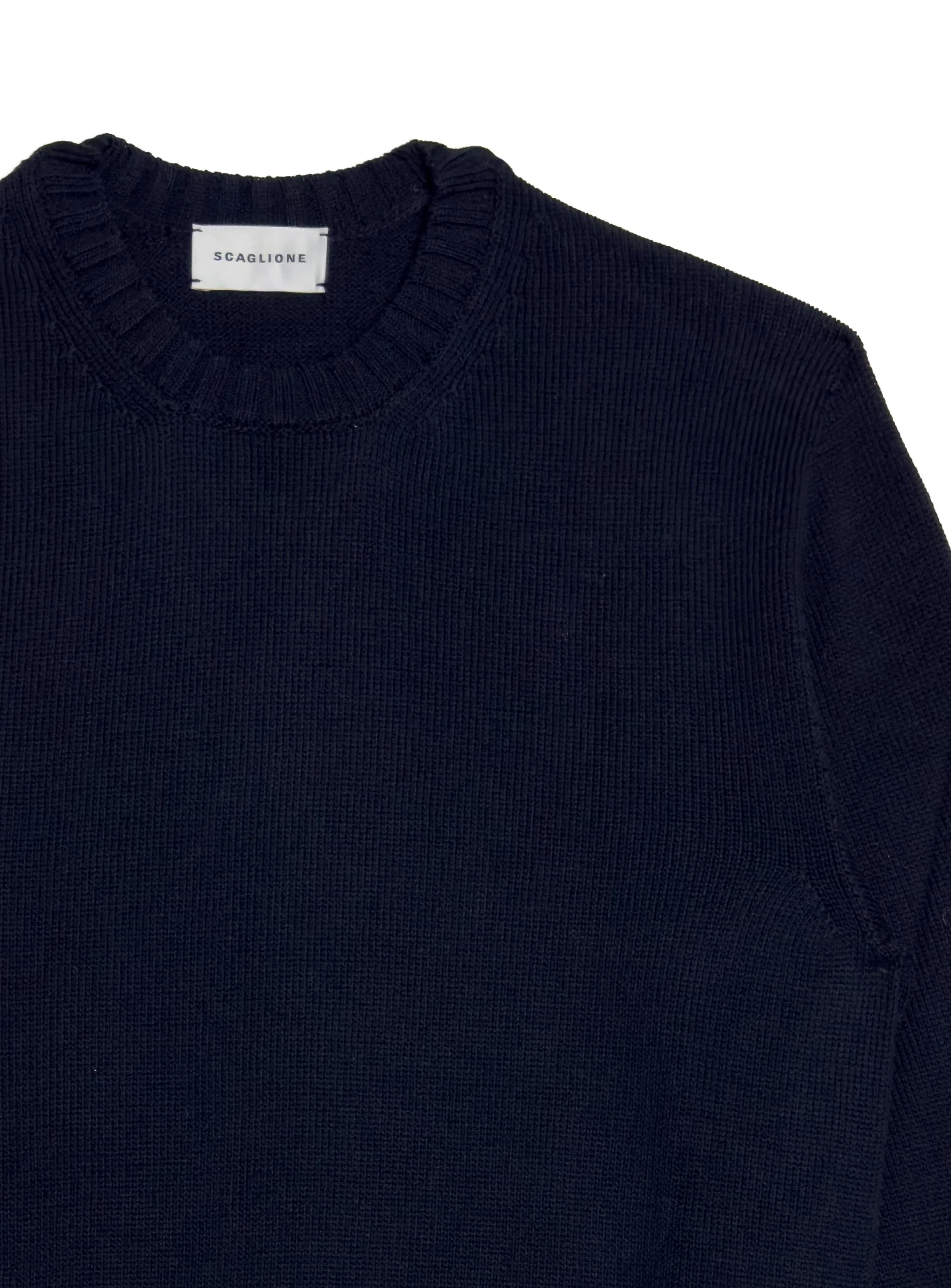 Maglia Scaglione girocollo tinta unita in cotone a manica lunga