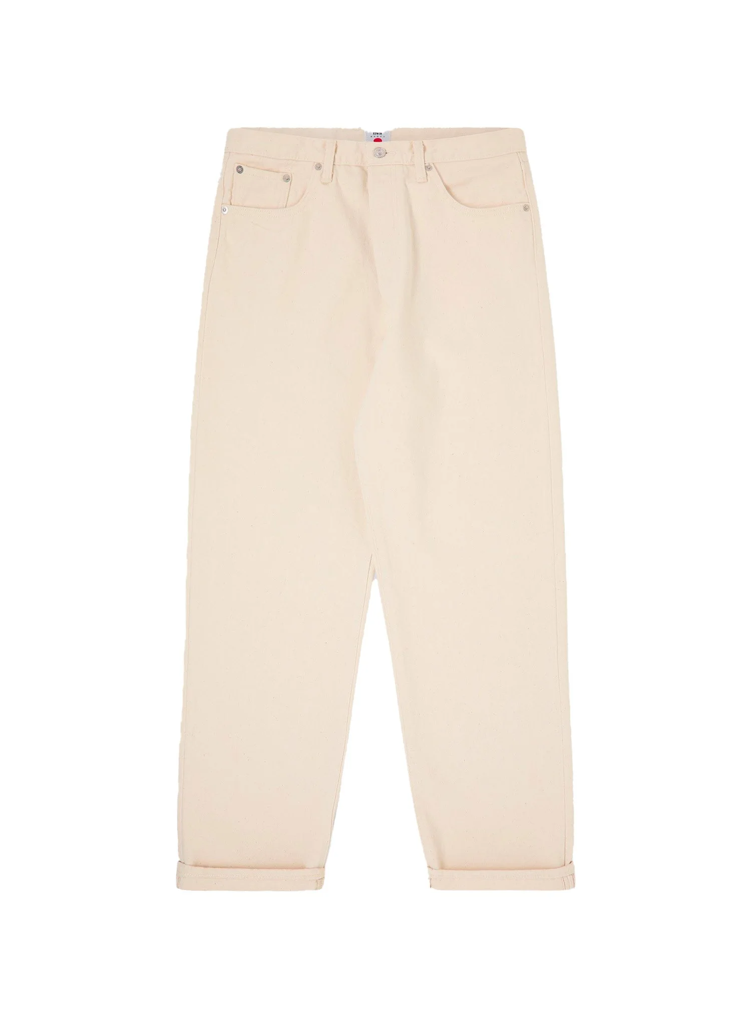 Denim Edwin "Made in Japan". Jeans realizzato con un tessuto in denim naturale cimosato da 12,5 once.