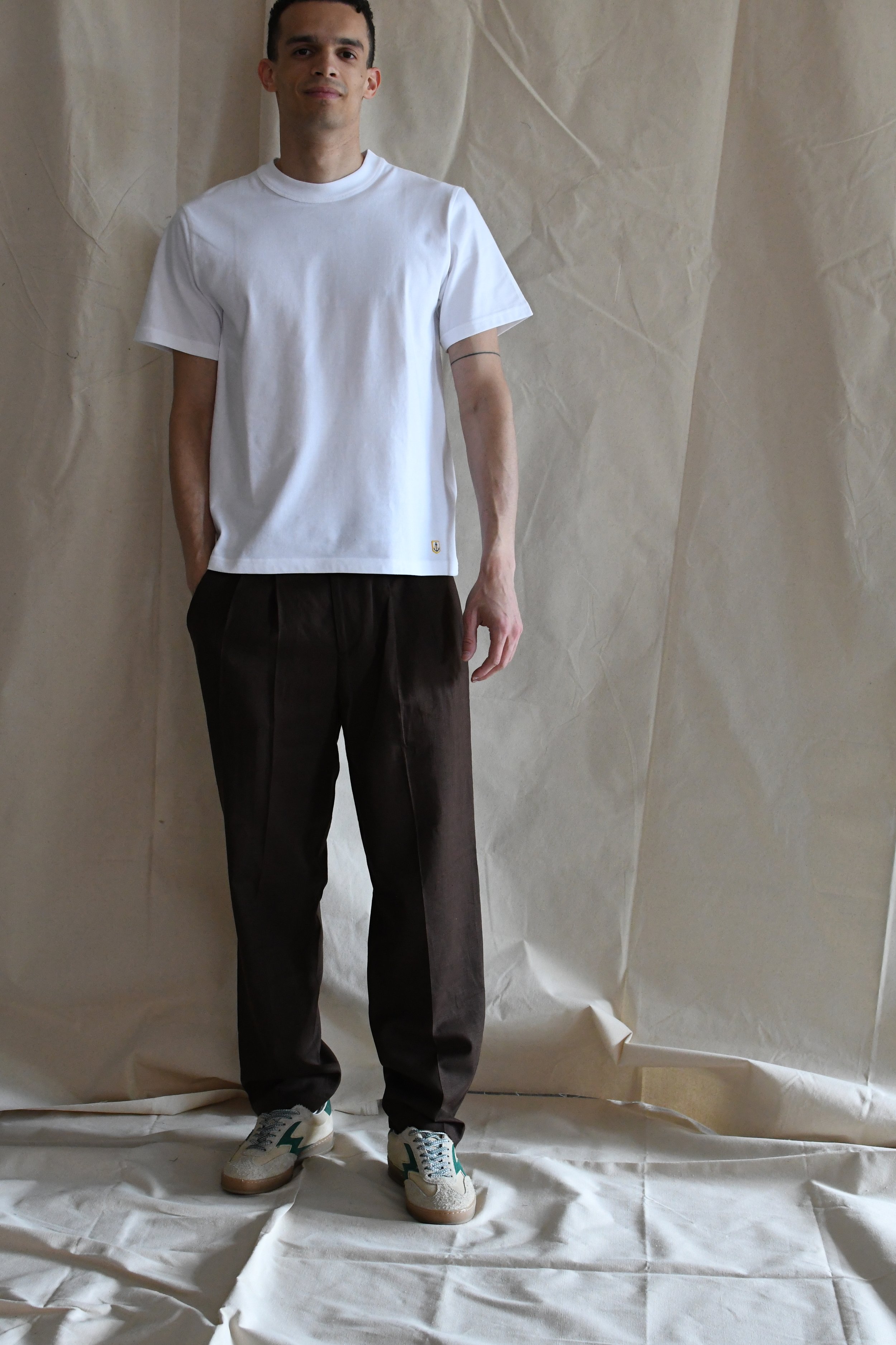 Pantalone Sorfilo tinta unita in misto lino.