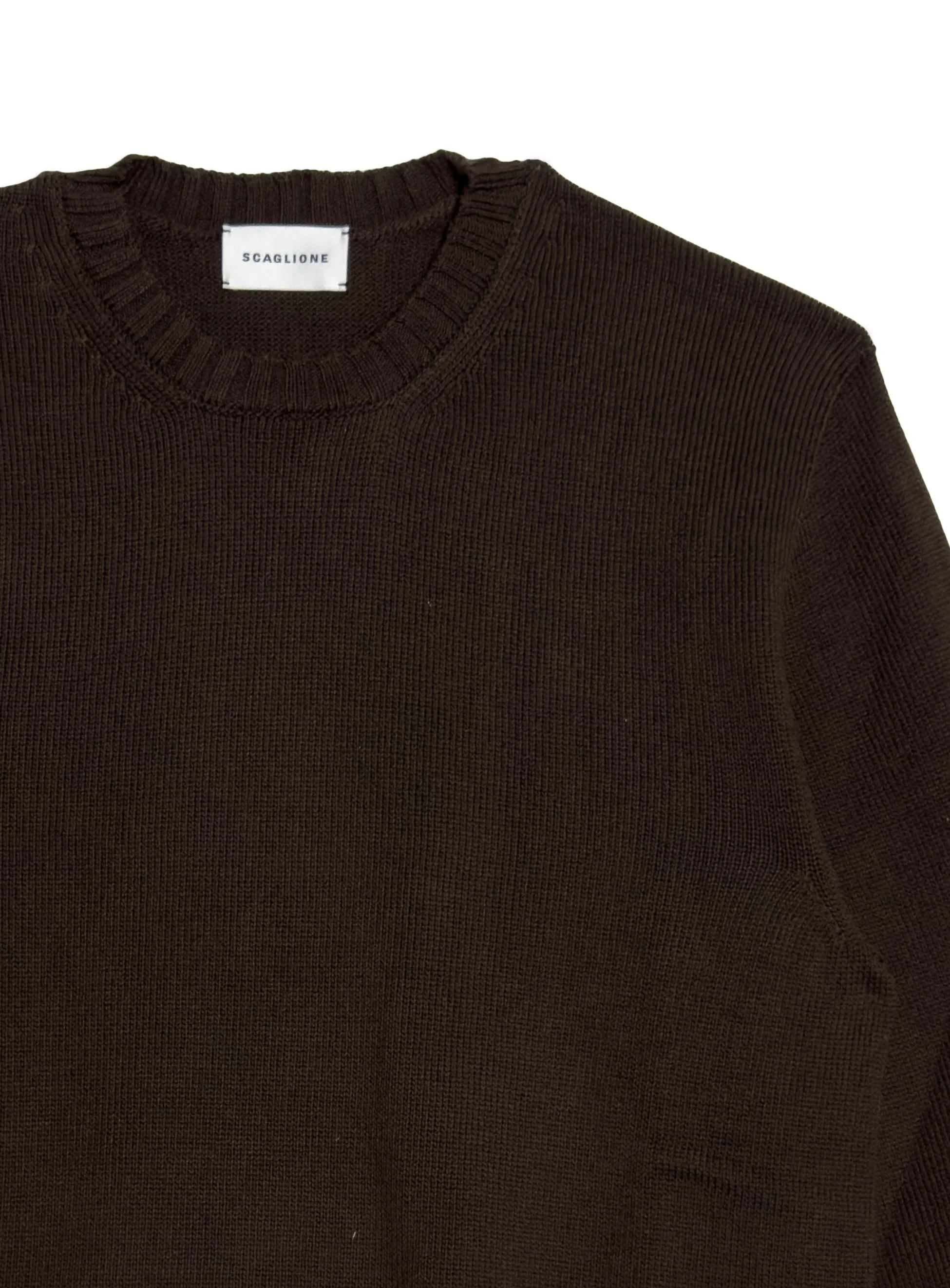 Maglia Scaglione girocollo tinta unita in cotone a manica lunga