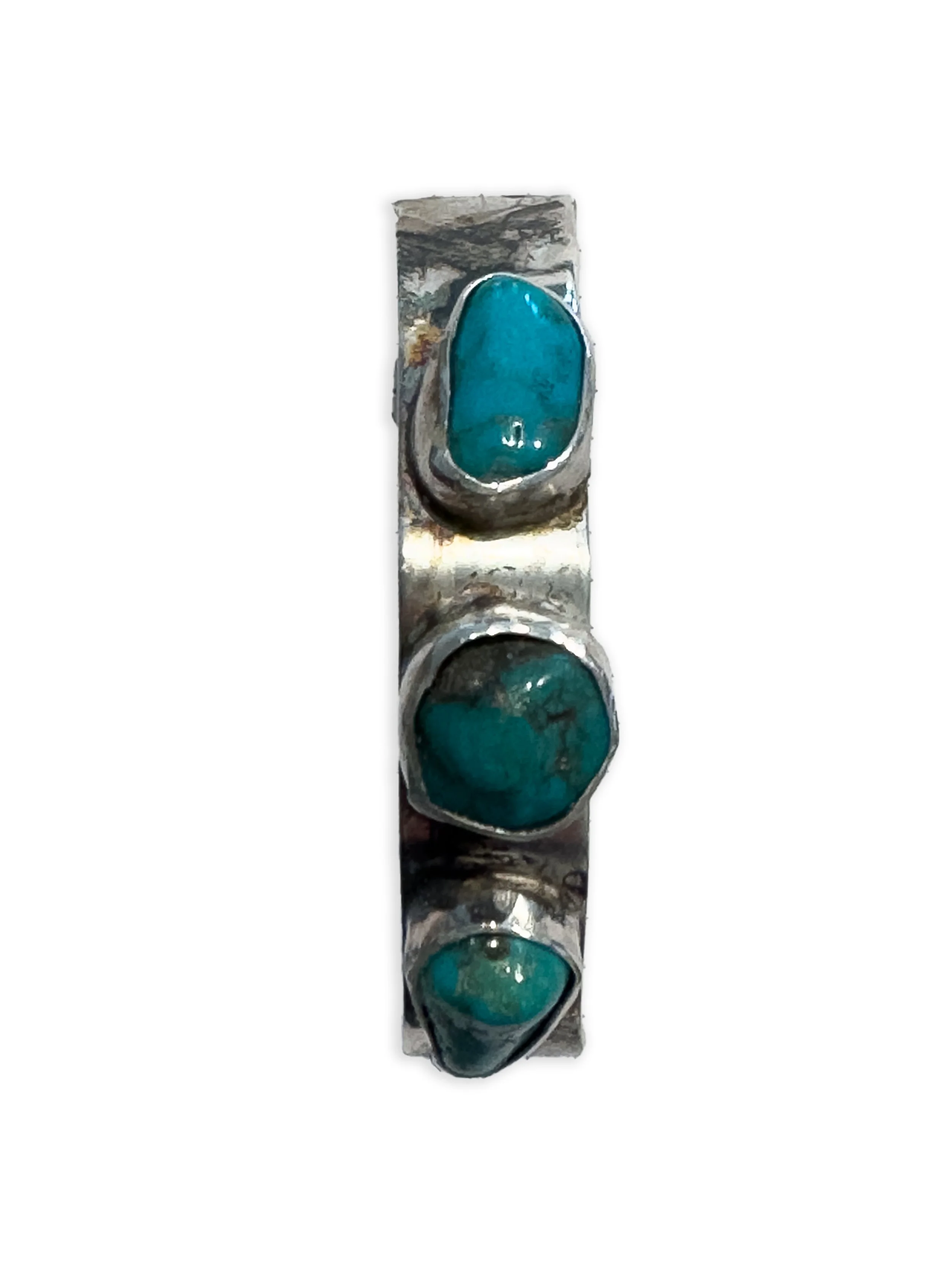Bracciale in argento 925 con pietra turchese originale dei nativi americani. Lavorato e invecchiato a mano.