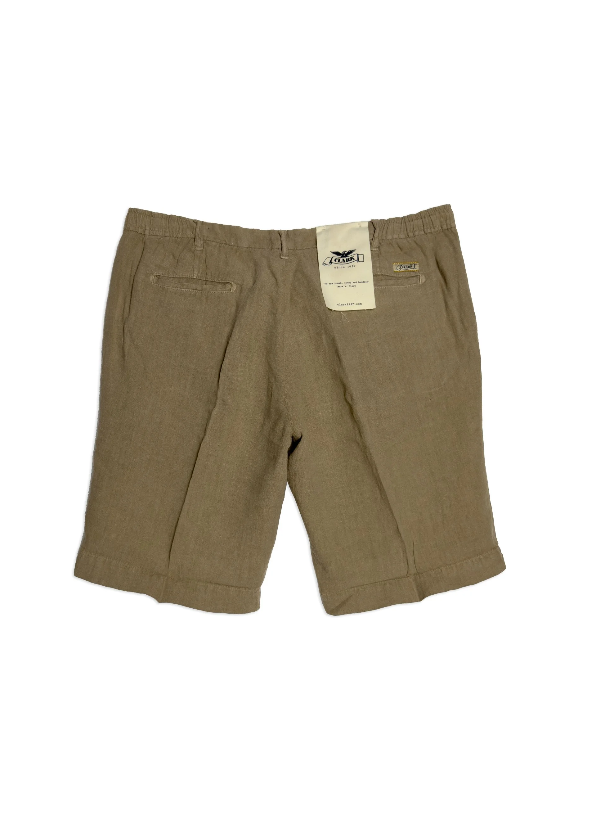 Bermuda Clark in lino con pinces frontale.